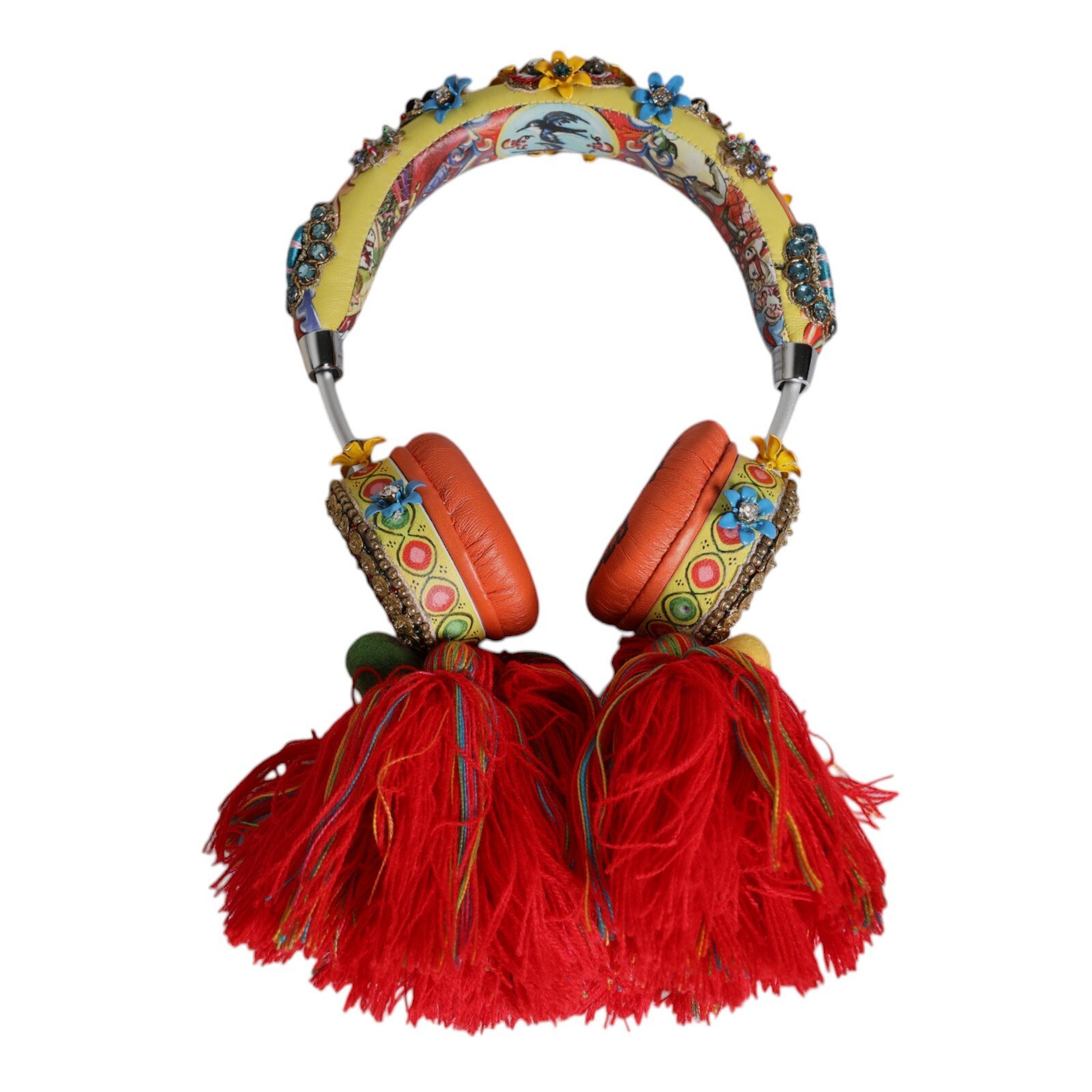 DOLCE & GABBANA Headphones Multicolor Whimsical Tasseled Crystal Headset 7230usd