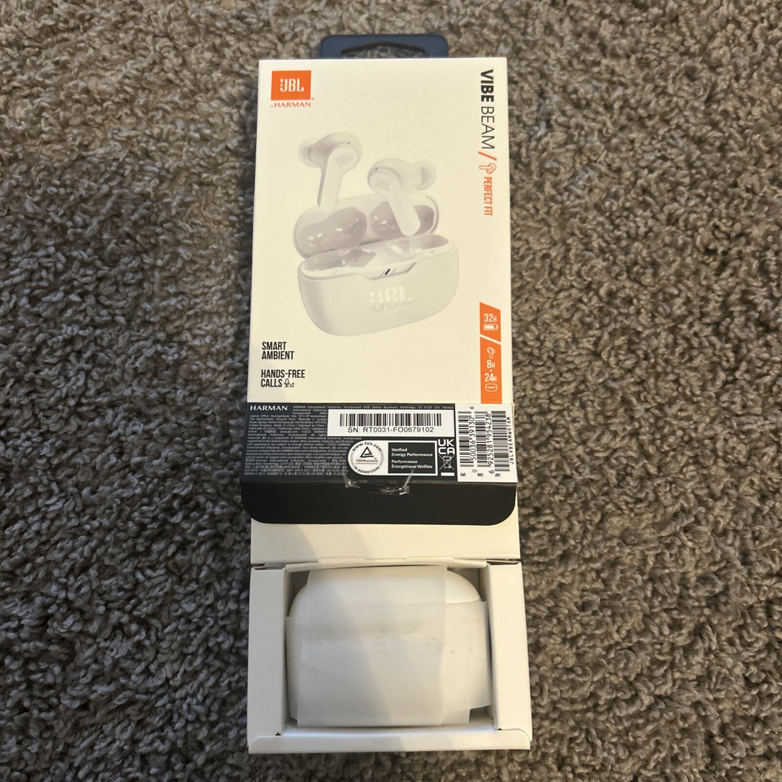 JBL Vibe Beam True Wireless In-Ear Headphones – White (JBLVBEAMWHTAM)