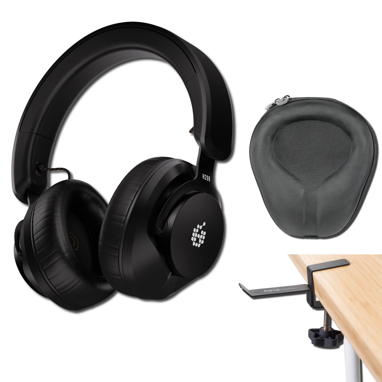 Adam Audio H200 Closed-Back Headphones with Desktop Headphone Hanger and Case