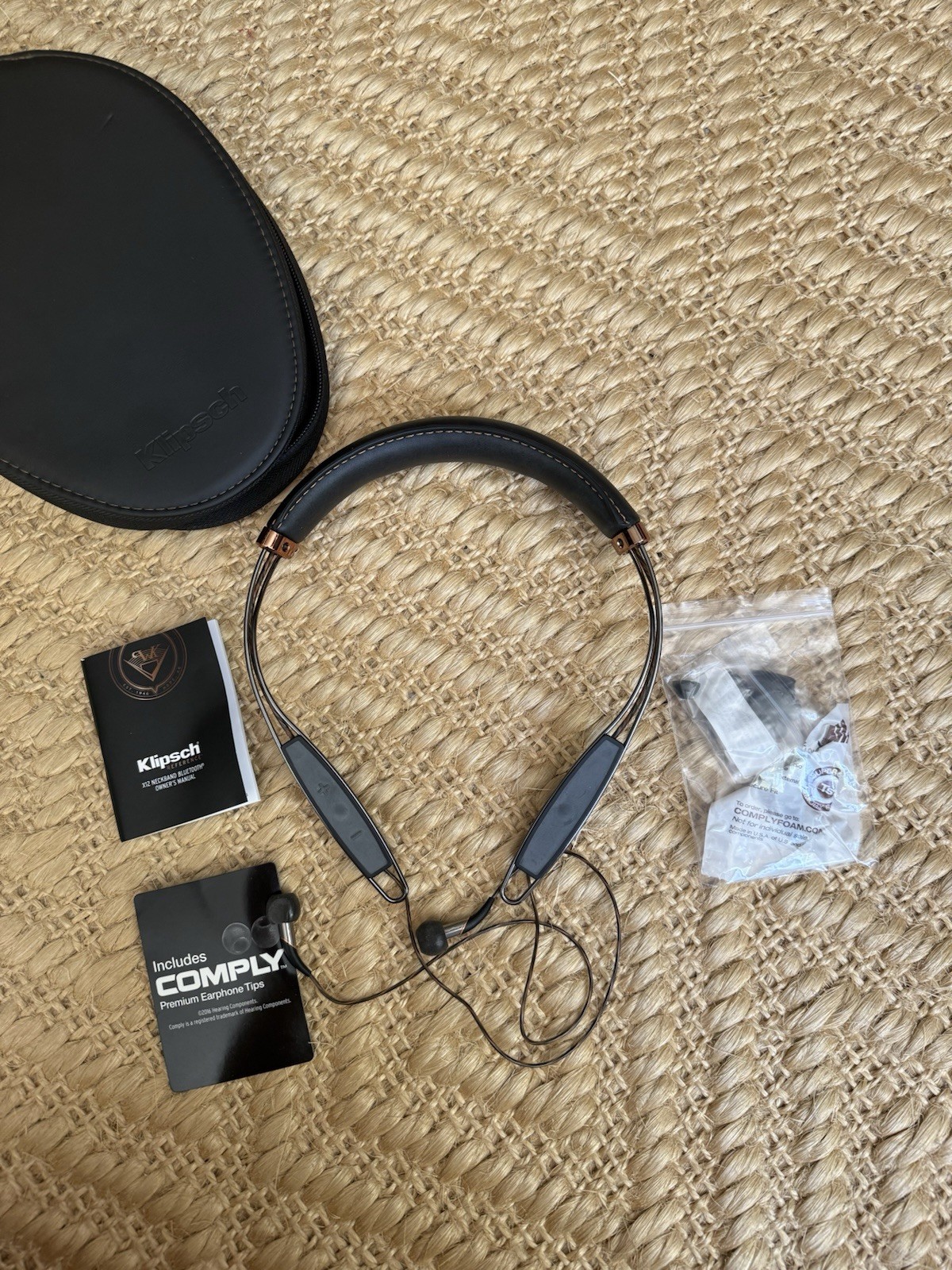 Klipsch 1062797 X12 Bluetooth Neckband Headphones – Black Leather