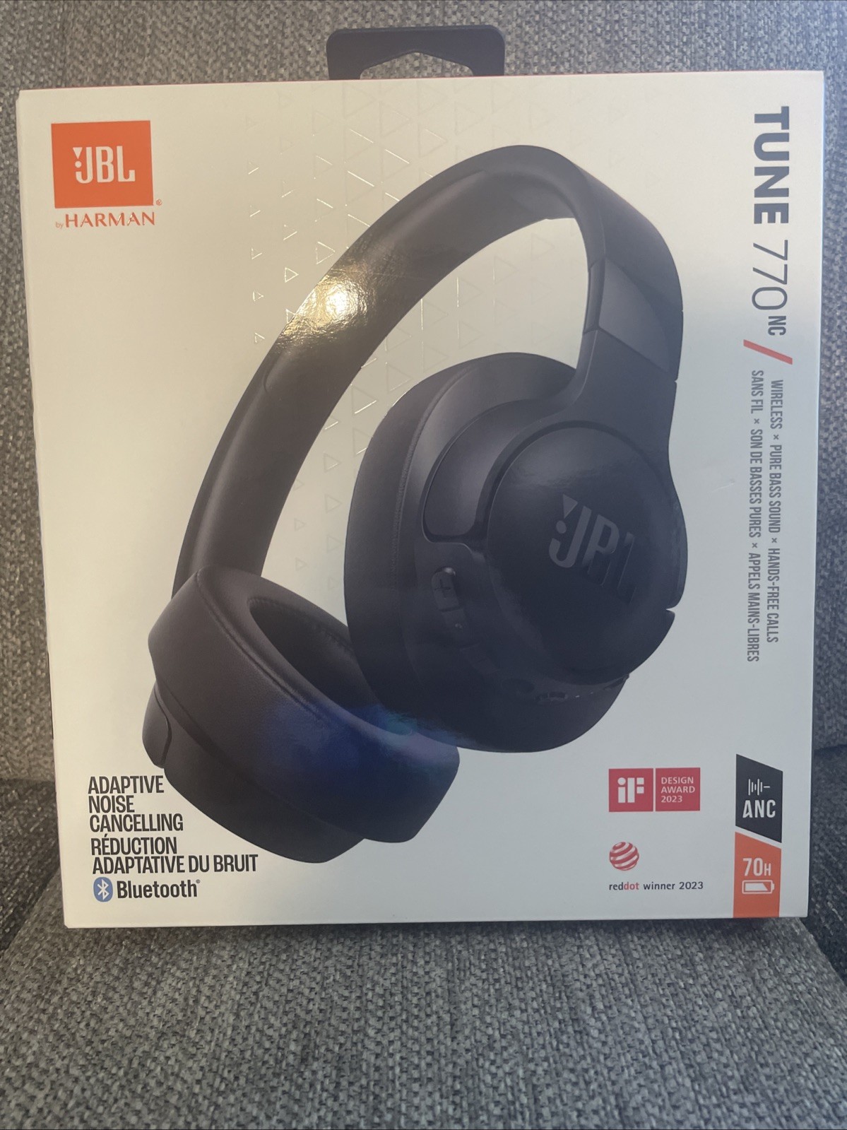 JBL Tune 770NC Adaptive Noise Cancelling Wireless Over-Ear Headphones Black NEW