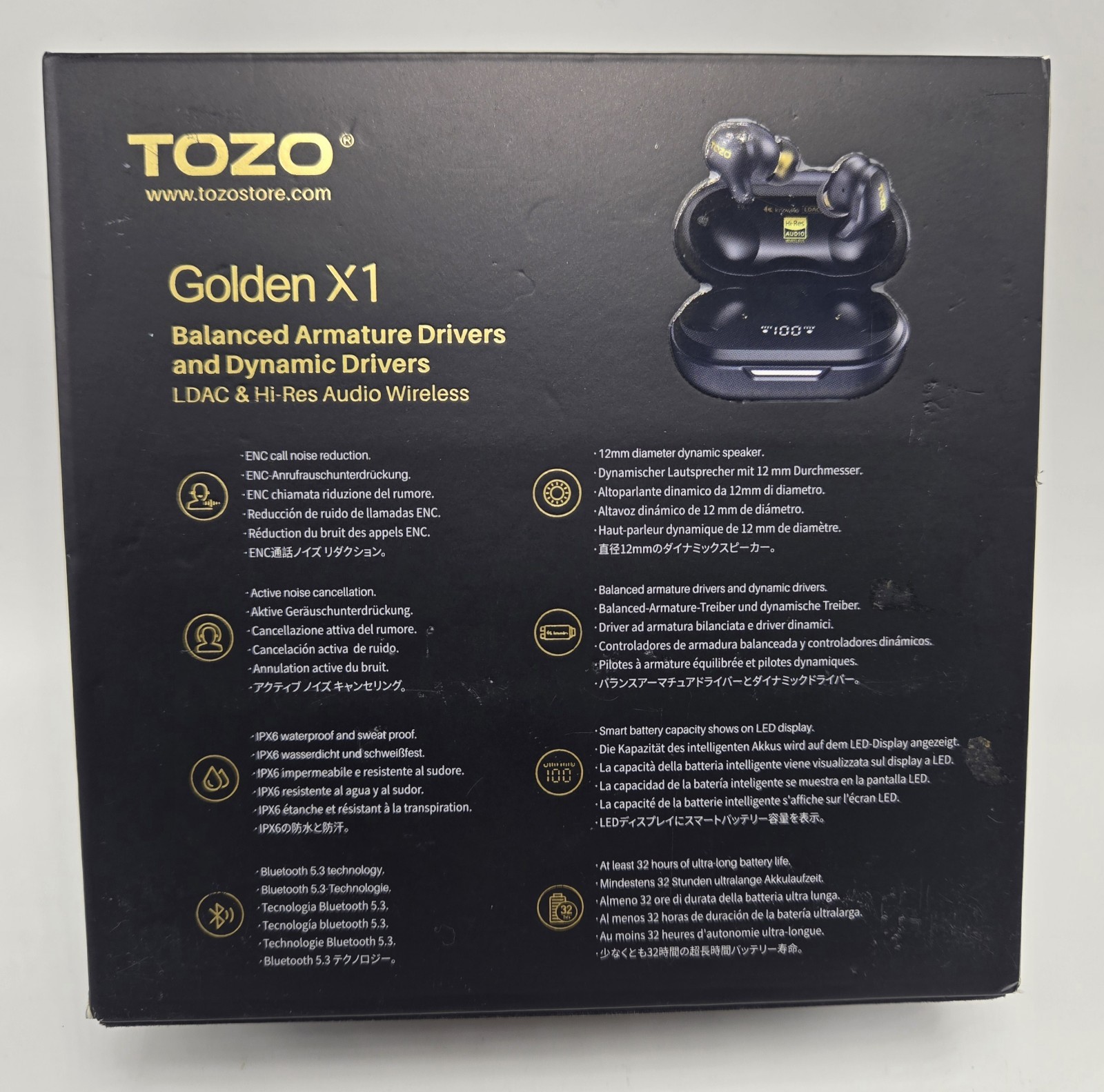 TOZO Golden X1 Galaxy Blue/Black Earbuds OrigX Pro, LDAC & Hi-Res Audio Wireless