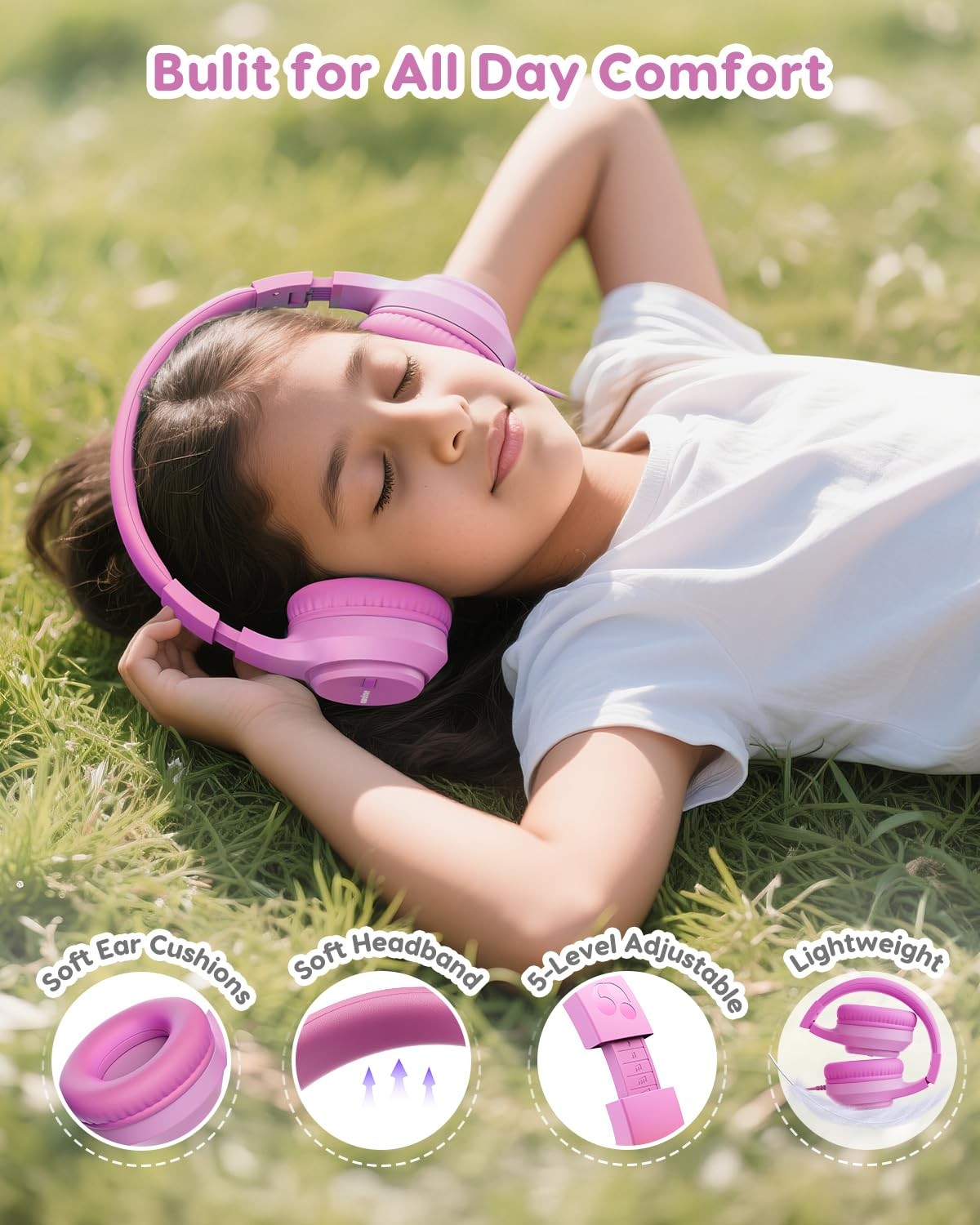 Kids Headphones, 74/85/94dB Volume Limiter, Foldable Wired Over Ear Headphone…