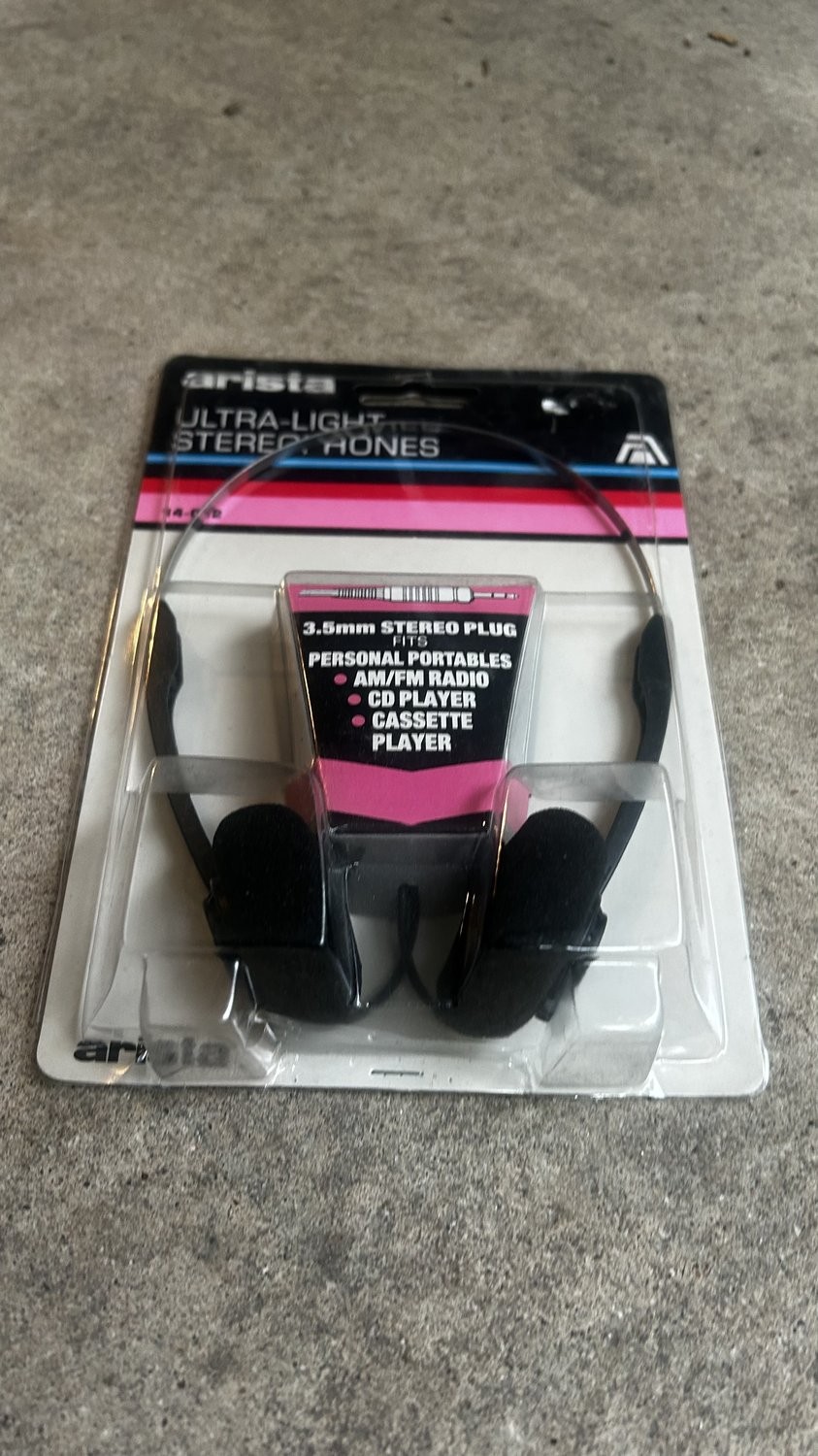 Vintage Arista 14-012 Ultra-Light Stereophones Headphones 3.5mm Plug NOS Sealed