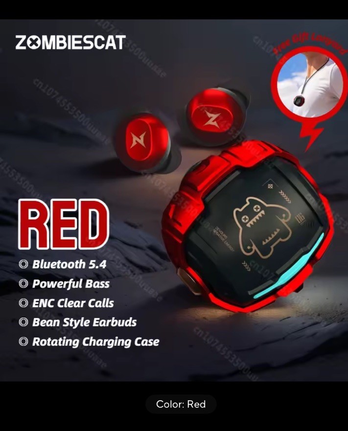 ZOMBIESCAT CyberBean B12 Deep Bass Bluetooth V5.4 Earbuds w/ Hi-Res Audio & ENC