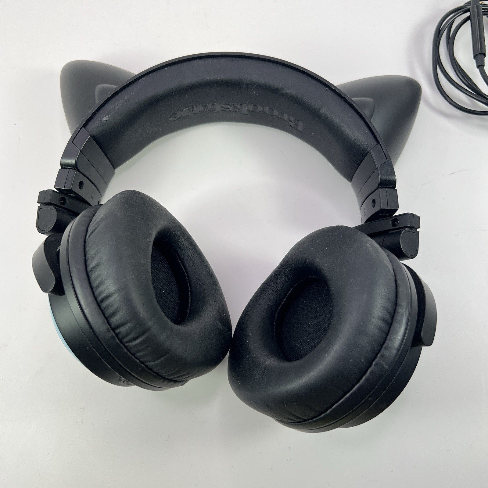Blue Brookstone AXENT Cat Ear Gaming Headphones w Original Case Tested & Working