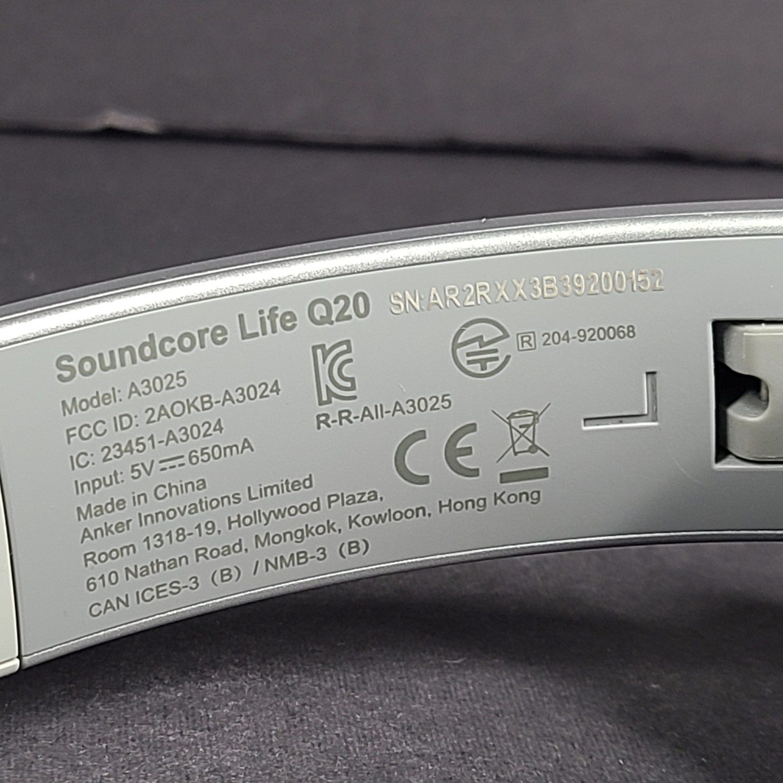 Anker Soundcore Life Q20 Wireless Noise Cancelling Headphones A3025 Silver