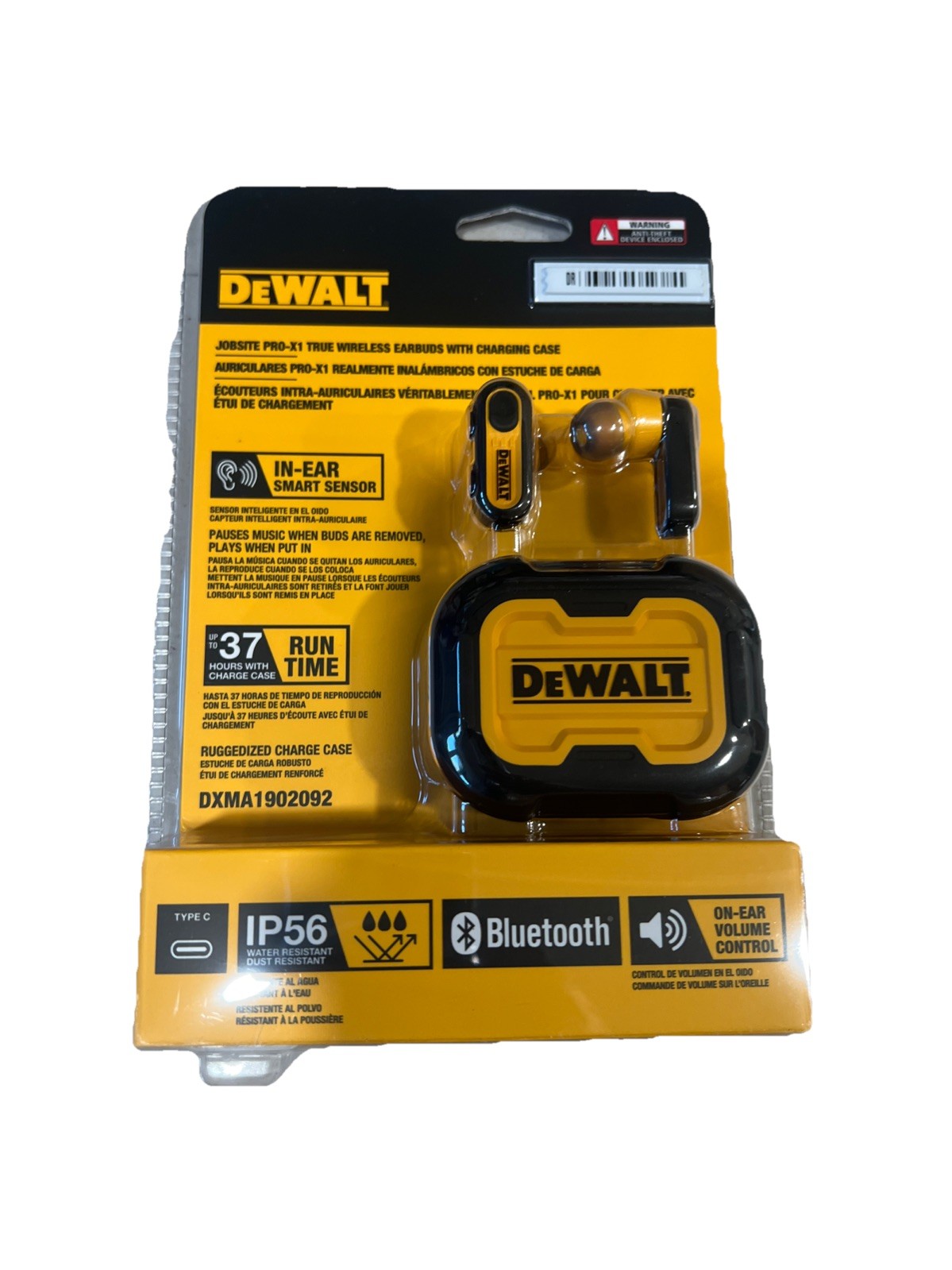 DEWALT DXMA1902092 Pro-X1 Jobsite Bluetooth Earbuds – Black/Yellow NEW