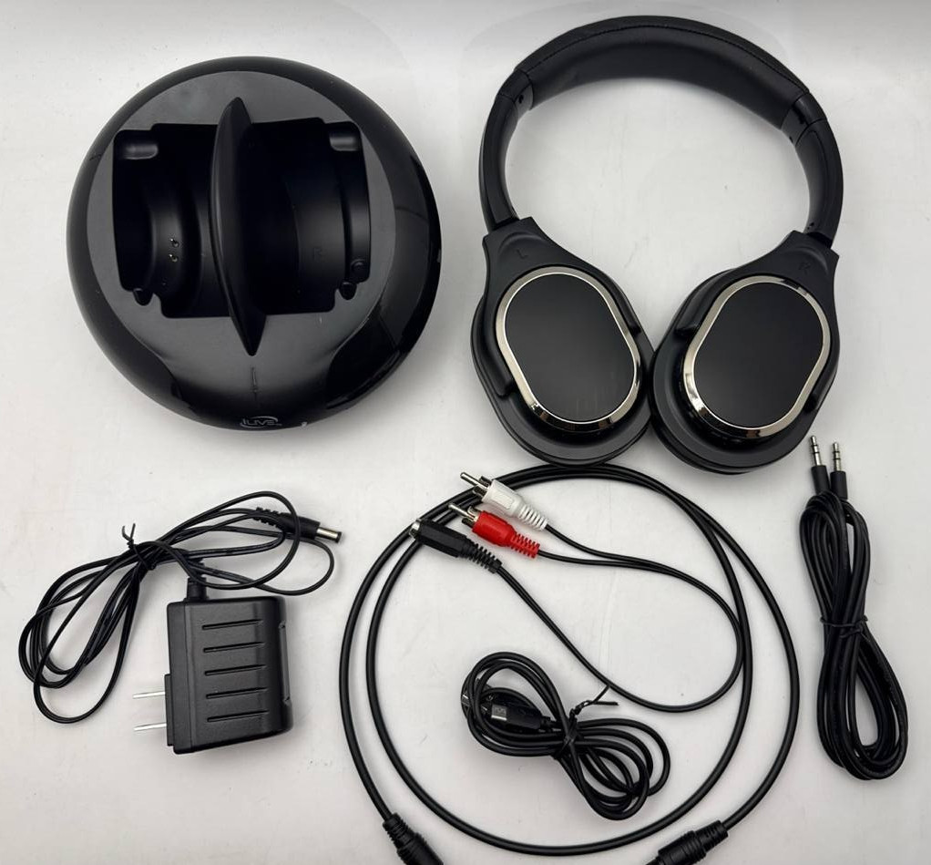 iLive RF Wireless Over Ear Headphones 2.4GHz HD Audio Charging Dock READ As Is