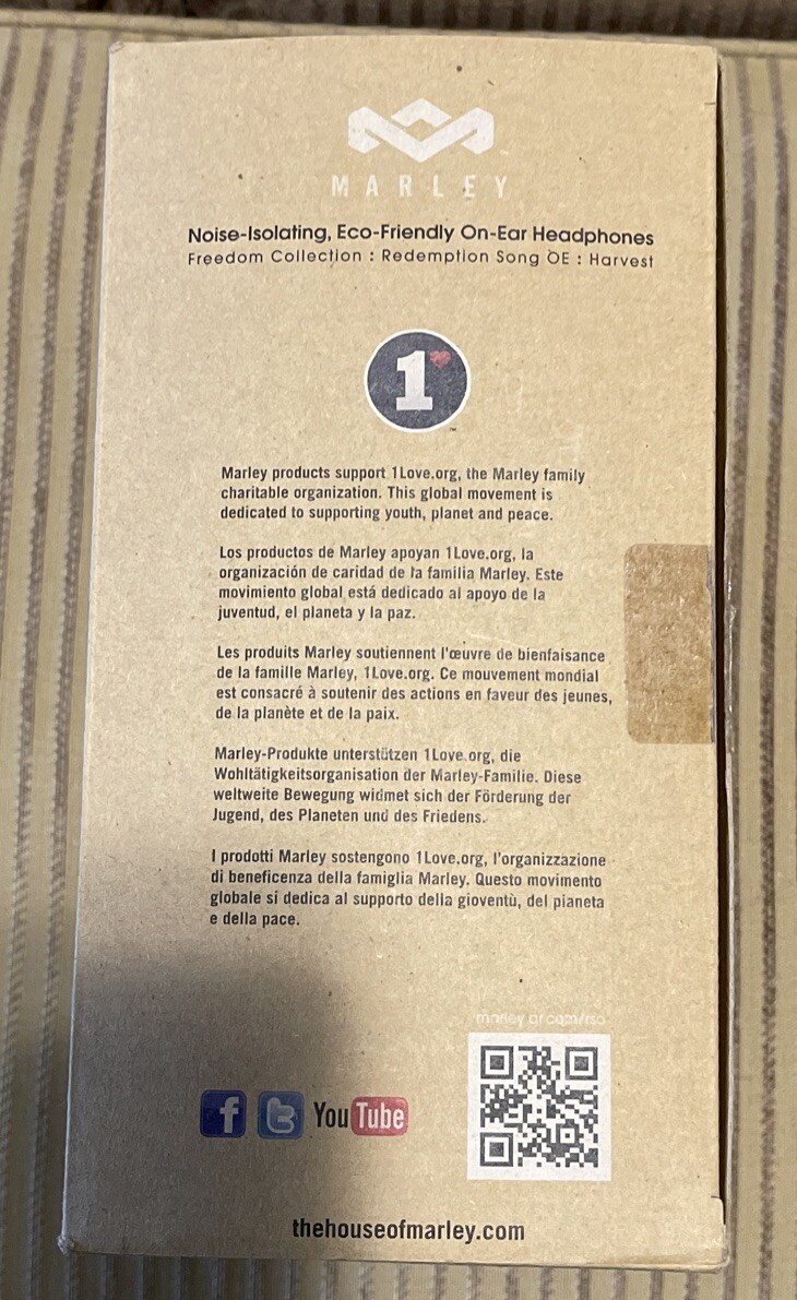Brand New House of Marley Redemption Song On-Ear Wired Headphones. Original Box
