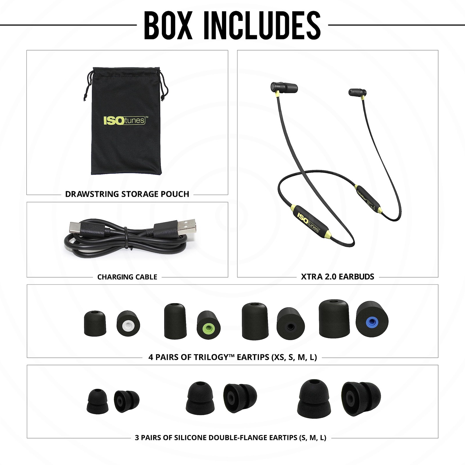 Black Yellow Noise Cancelling Headphones 11 Hour Battery IP67 Waterproof