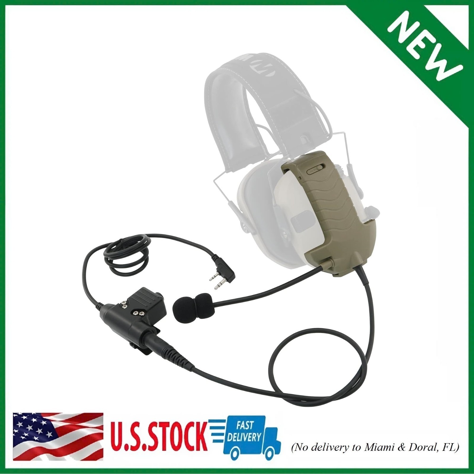 Microphone & PTT for Walker’s Razor Noise Cancelling Headphones Tan