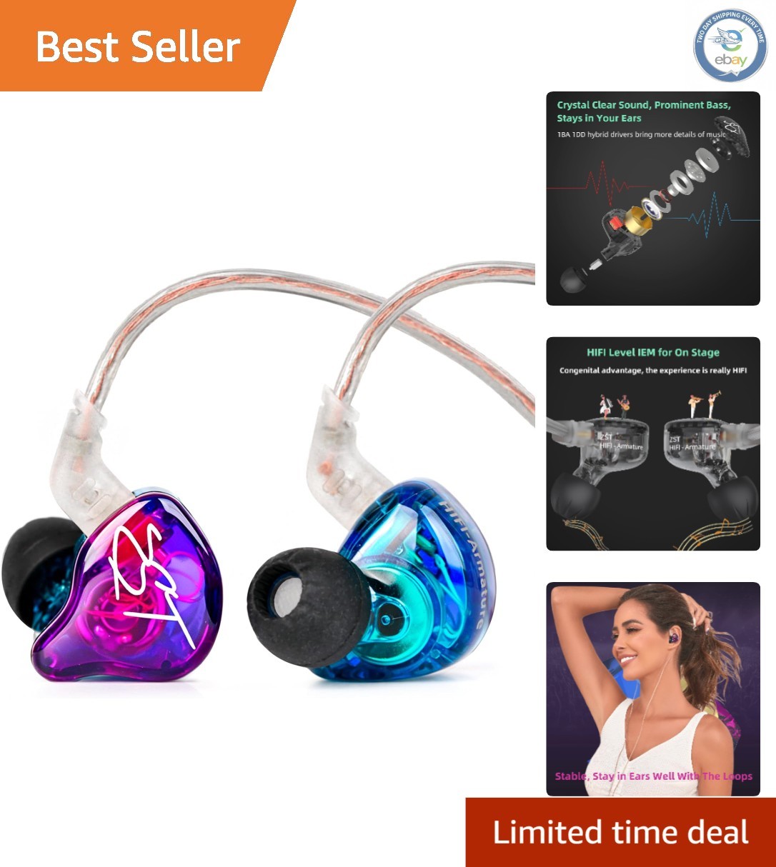 KZ ZST Colorful Wired Earbuds – Lightweight, Detachable Cable, Sound Isolation