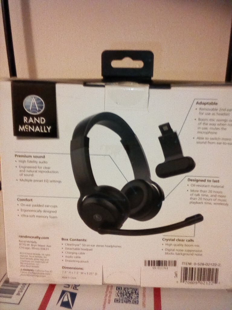 Rand McNally ClearDryve 50 2-in-1 Wireless Bluetooth Headphones/Headset (Black)
