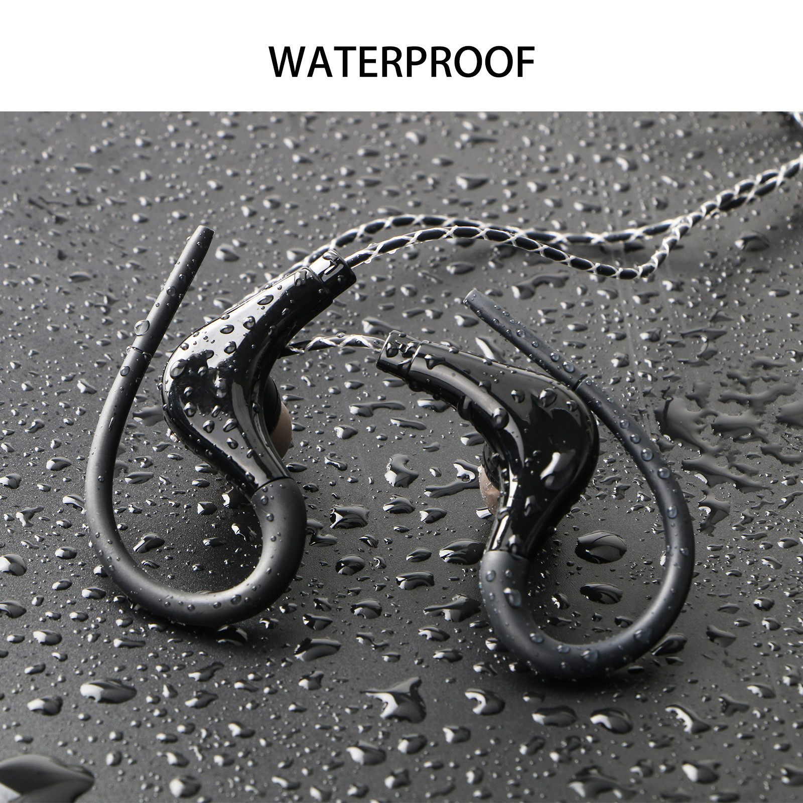3.5mm In-Ear Wired Earbuds Sports Running Earphone Over Ear Hook Headphone w/MIC