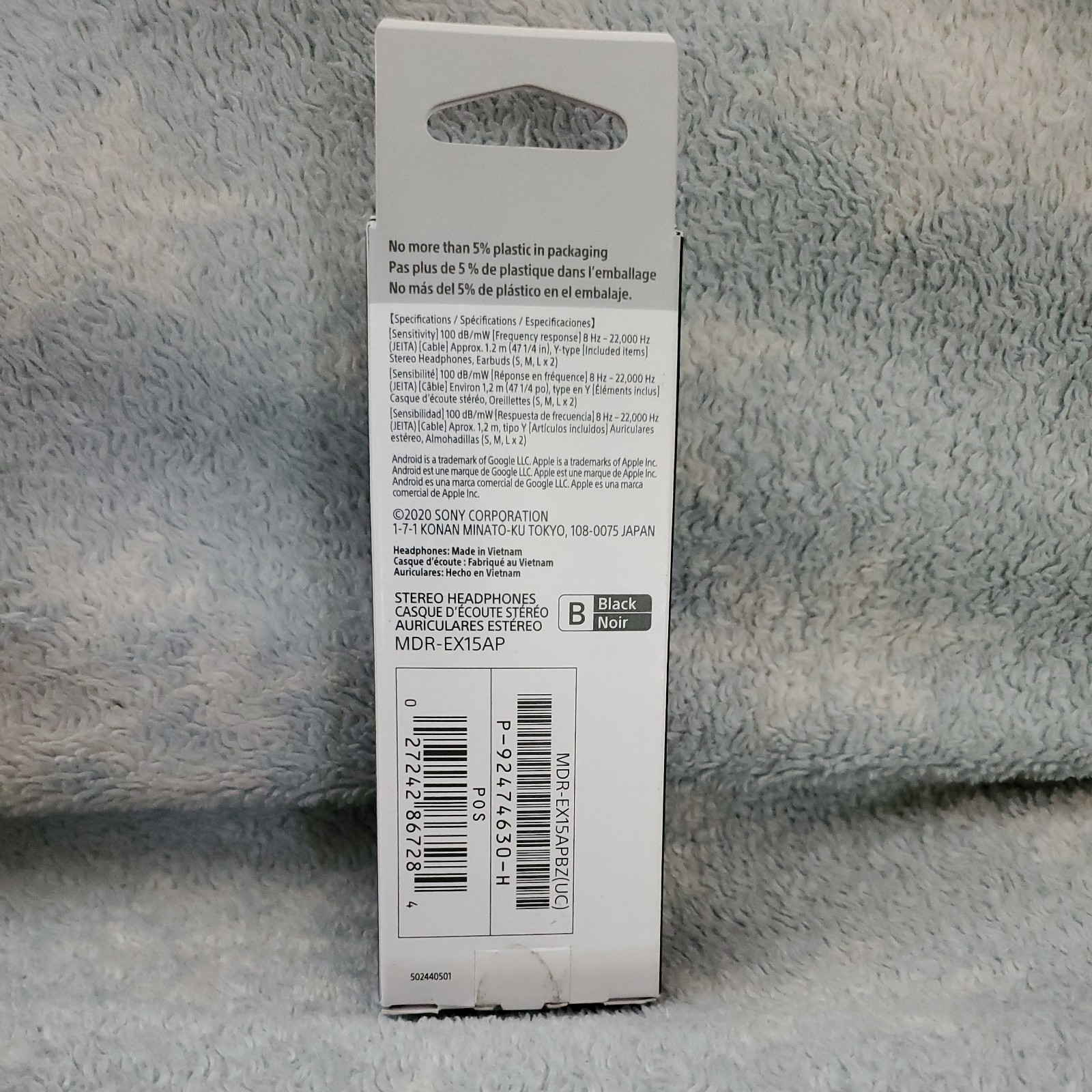 SONY – Stereo Headphones w/Mic – MDR-EX15AP BRAND NEW