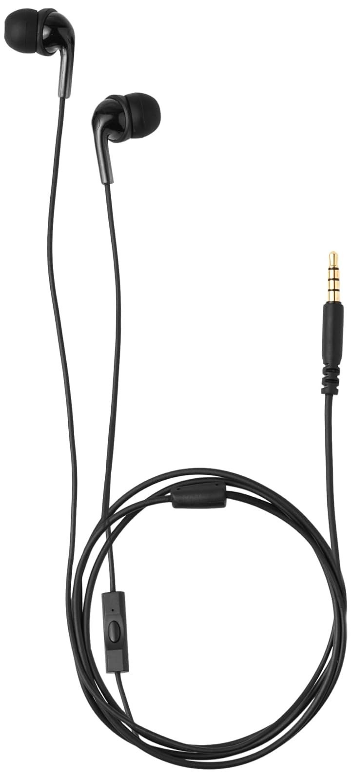 Amazon Basics Wired Earbuds with Microphone, 3.5mm Jack, Black