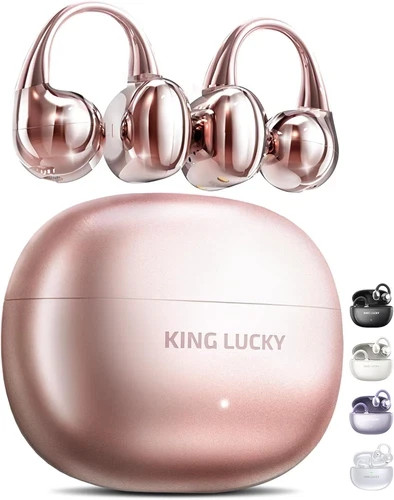 King Lucky Clip-On Earbuds Gen 3, Open-Ear Wireless Bluetooth Standard, Pink