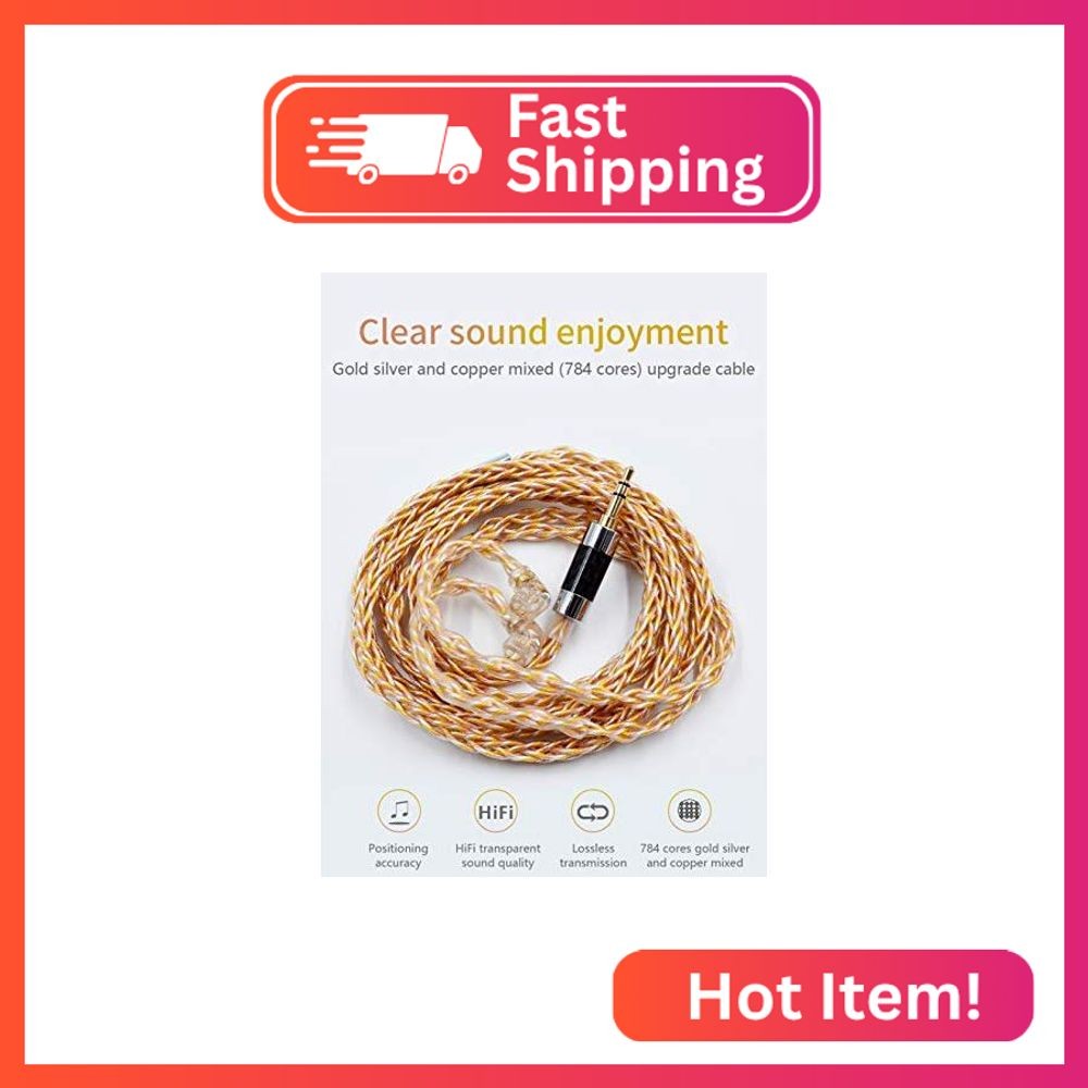 KZ Gold Silver and Copper Mixed (784 cores) Upgrade Cable, HiFi Audio 0.75MM 2PI