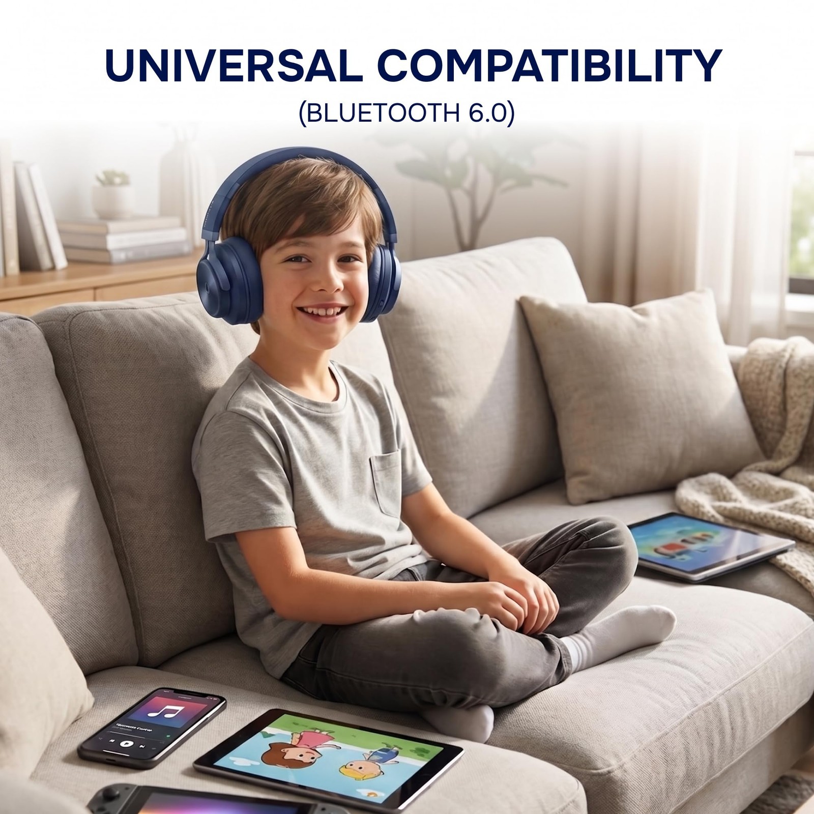 CL750 Kids Wireless Headphones for School, 40 Hours Playtime, Bluetooth 6.0 O…