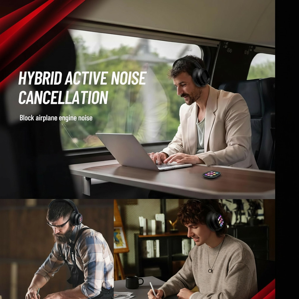 AI Headphones with Detachable Screen – 115-Language Real-Time Translation, Hy…