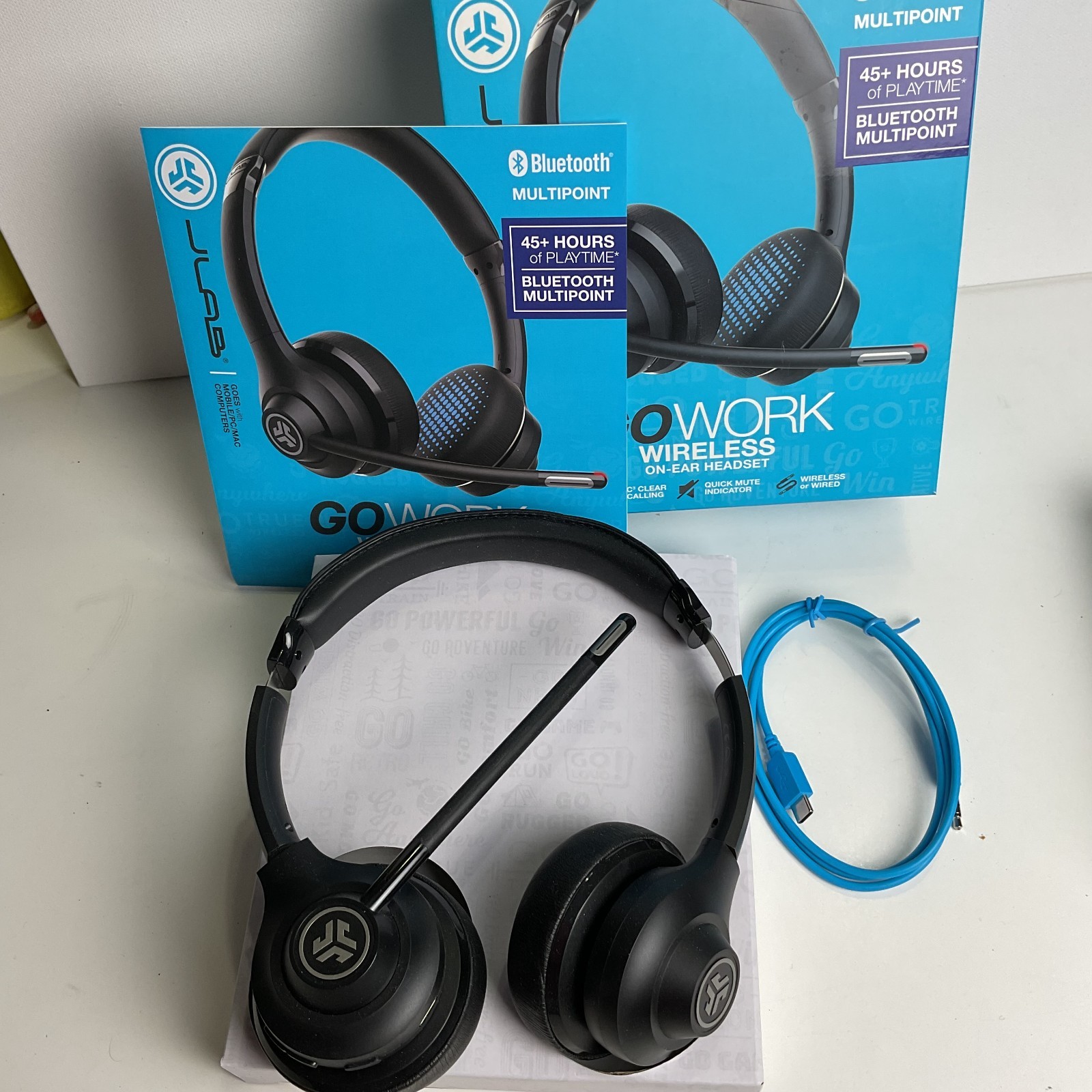 JLab Go Work Wireless Headsets w/ Microphone, 45+ Playtime PC Bluetooth Headset