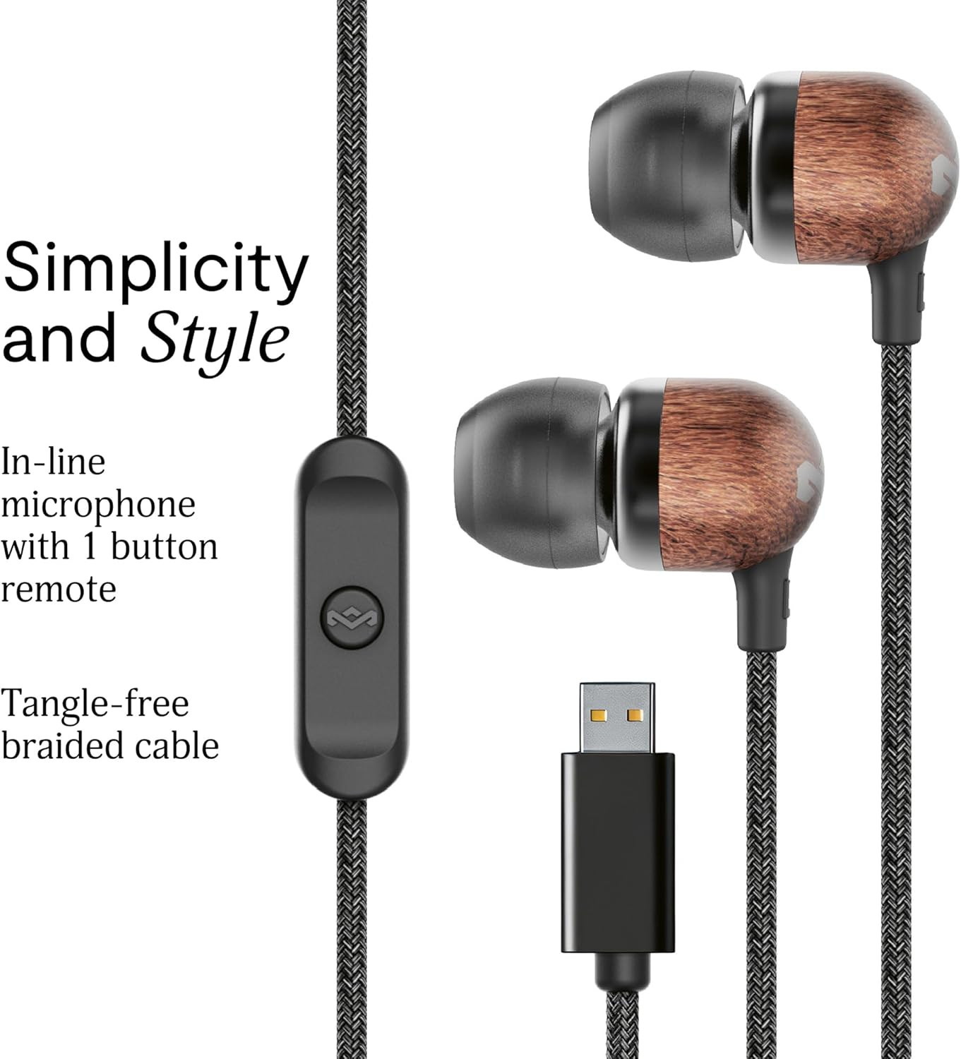 House of Marley Smile Jamaica Wired USB-C Earphones with 9.2Mm Driver, Sustainab