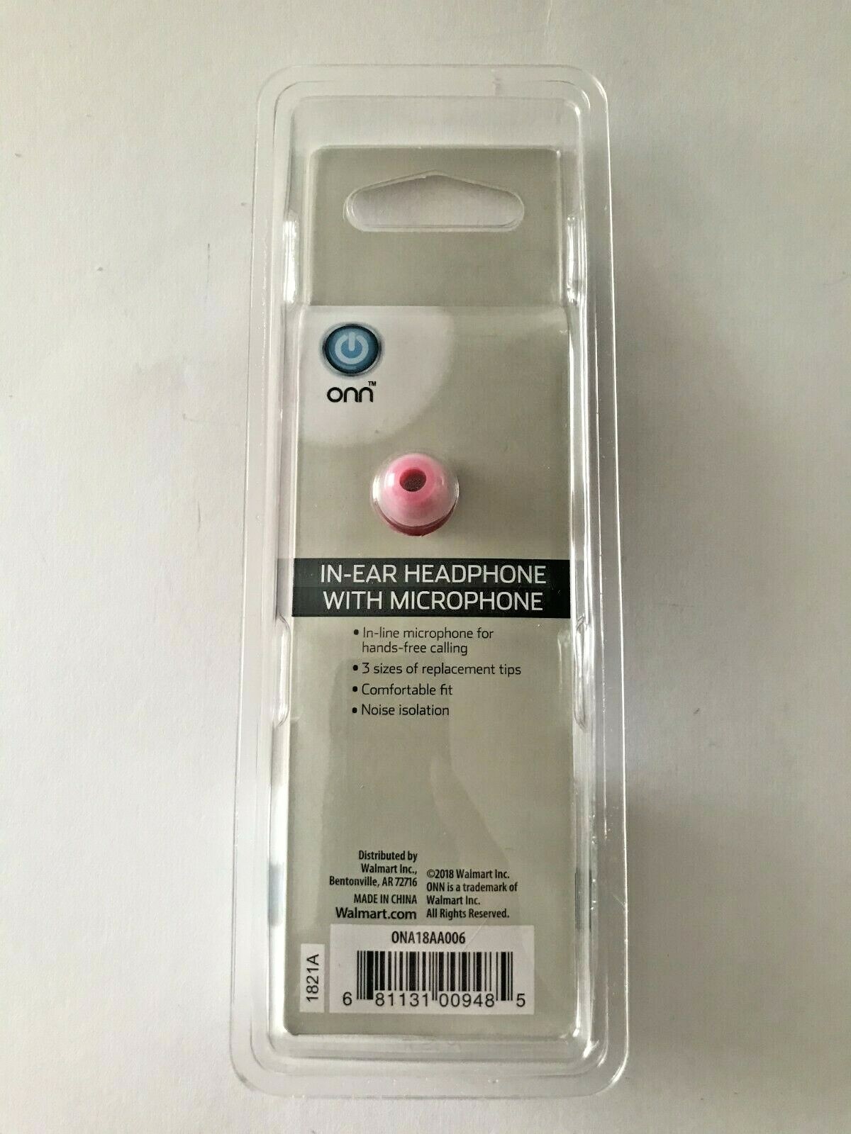 onn.™ In-Ear Lavender Pink Red Earphones with Mic. Buyer Get 2 Units