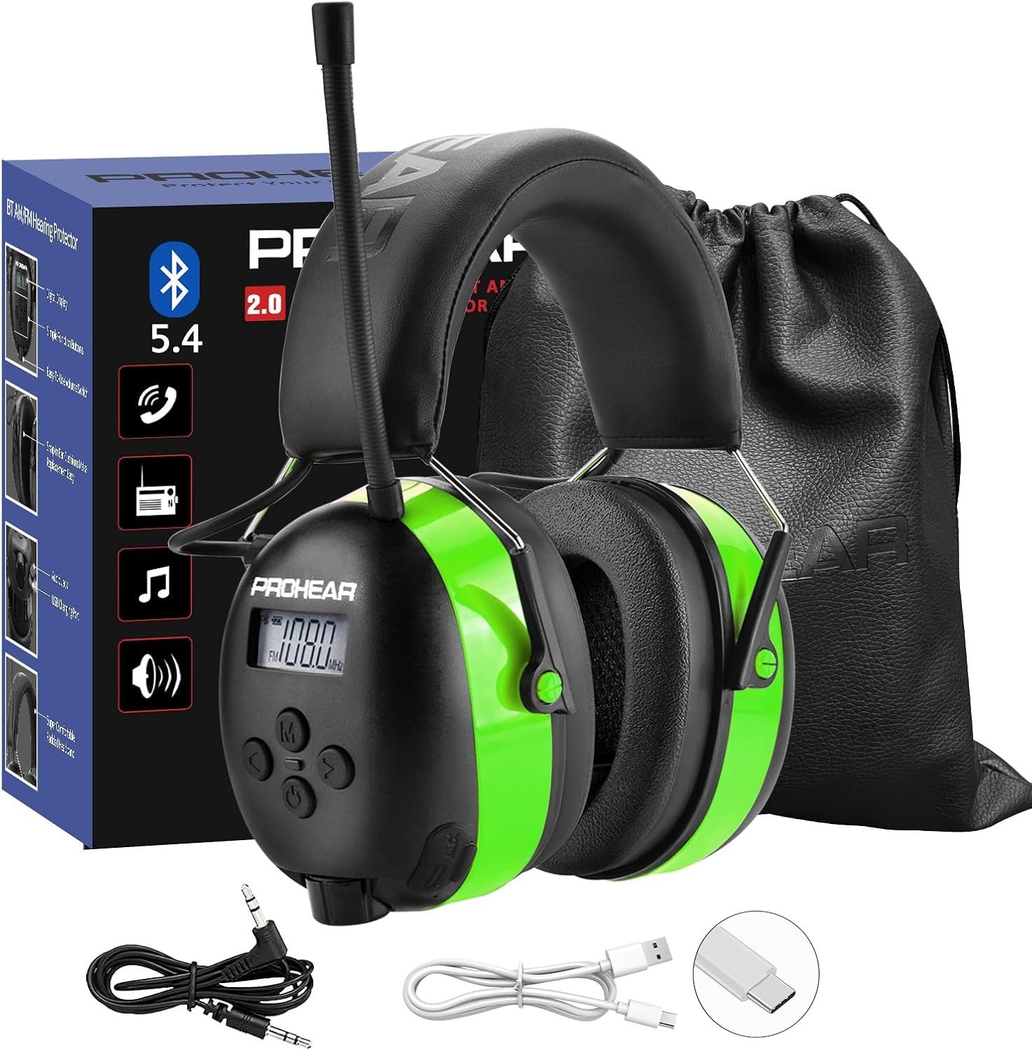 033 AM FM Bluetooth 5.4 Radio Headphones – USB C Rechargeable 2000mAh Battery…