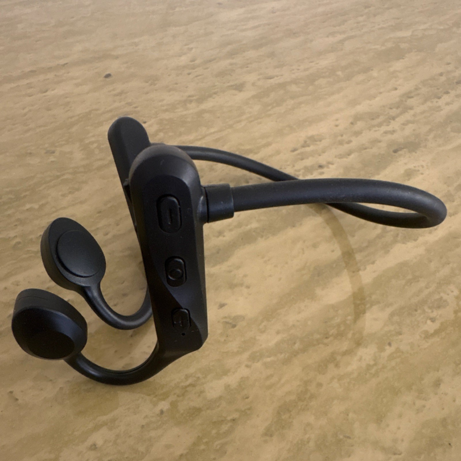Black Wireless Bone Conduction Neckband Headphones Bluetooth Built-In Controls