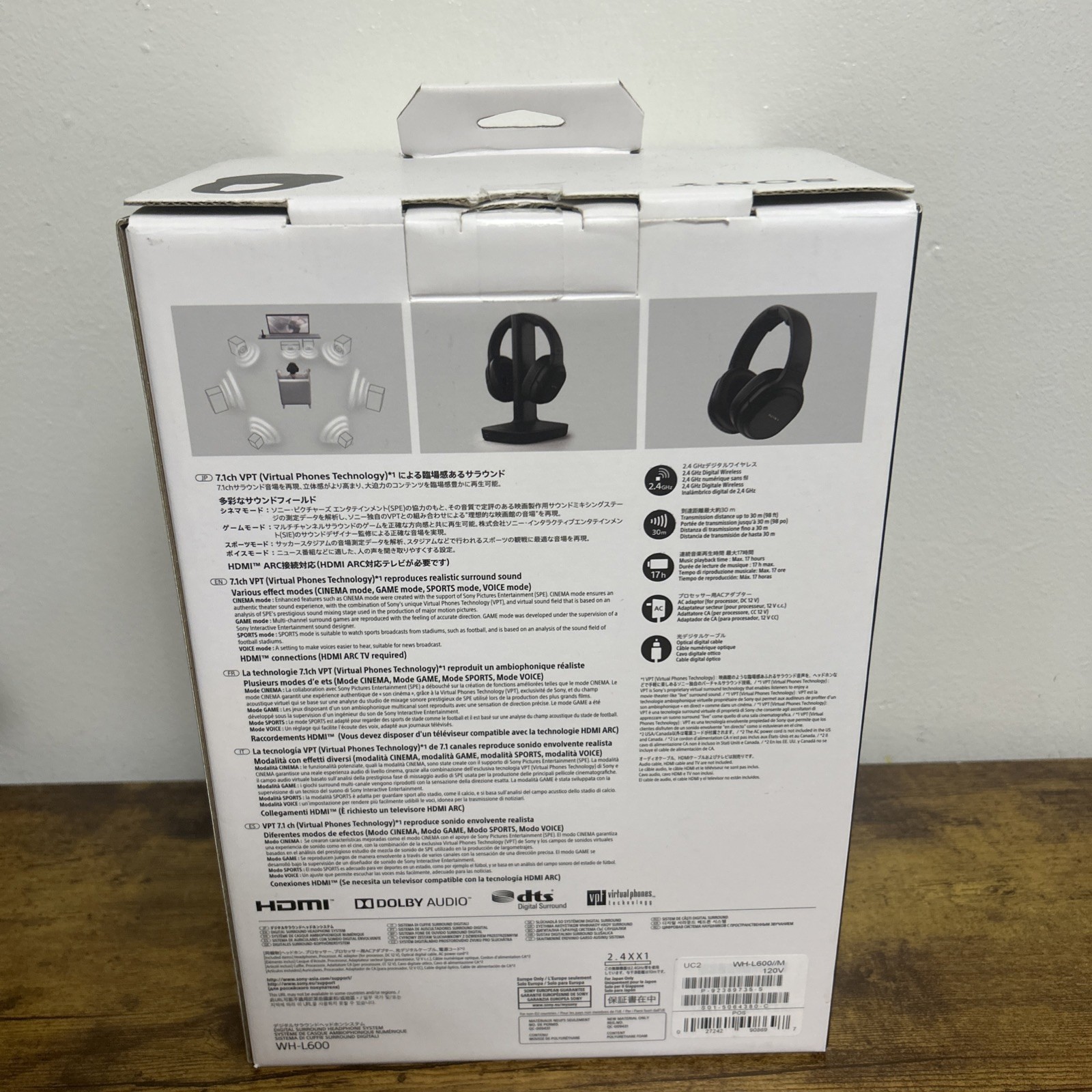 Sony WH-L600 Digital Surround Wireless Headphones Black Brand New Read!