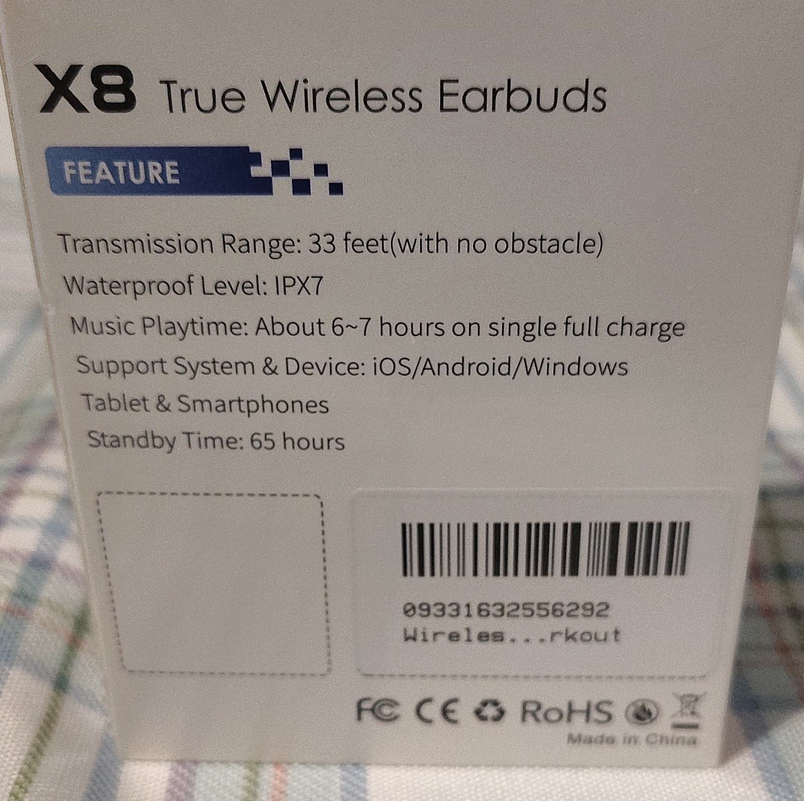 NIB X8 Bluetooth 5.4 Wireless Earbuds Blue, Touch Control, Dual Display, IP7
