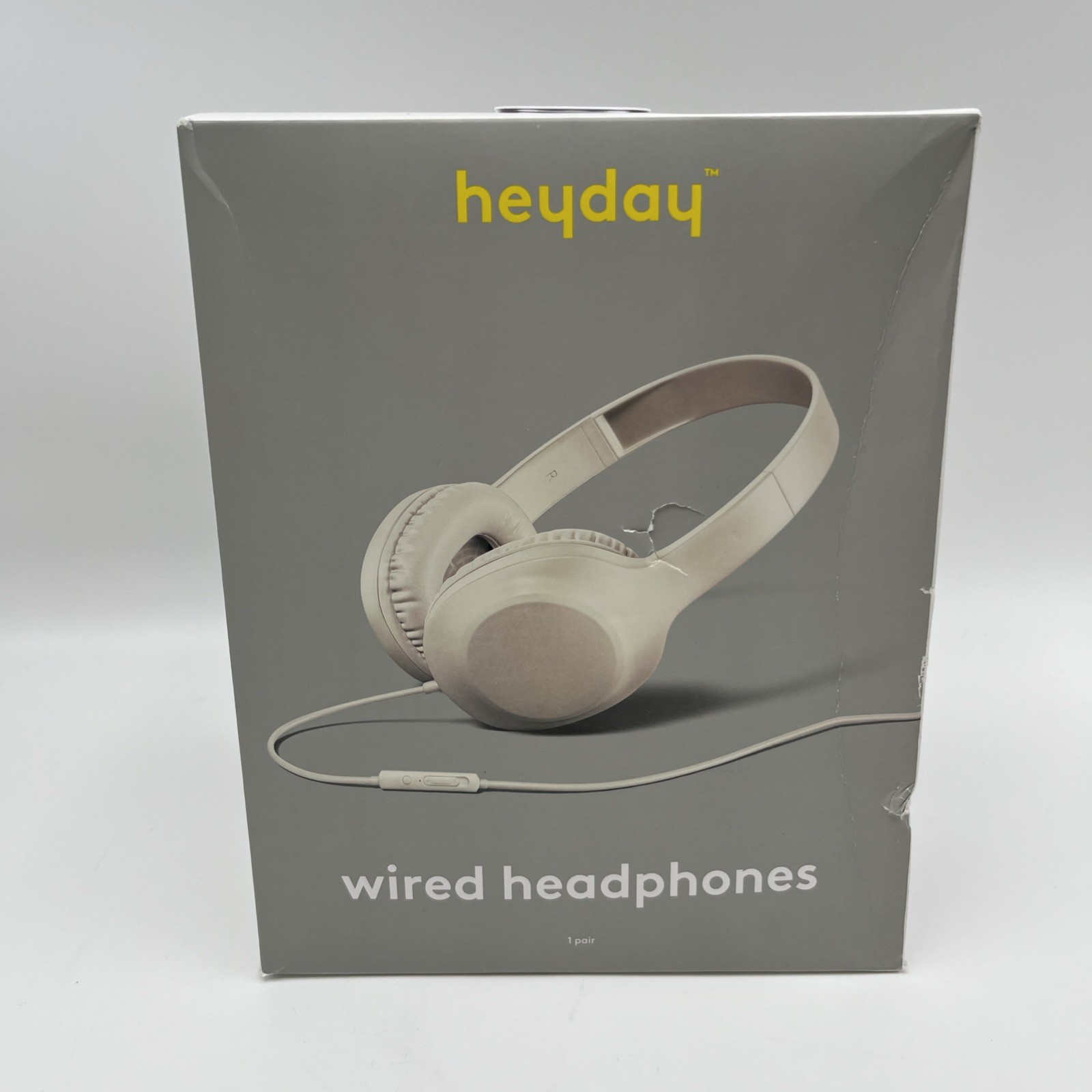 Heyday Wired On-Ear Headphones – White – Tangle-Free Cable – NEW