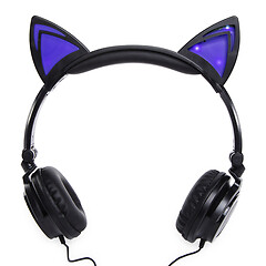 LED Light Up Cat Ears Headphones-5 Colors Choose Black, Blue, Green, Pink OR Red