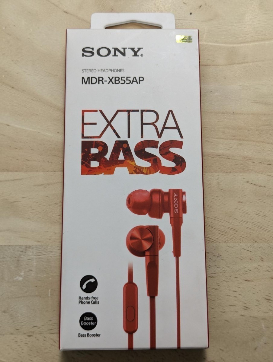 Sony MDR-XB55AP Extra Bass In-Ear Earphones Mic Remote Red Japan NEW