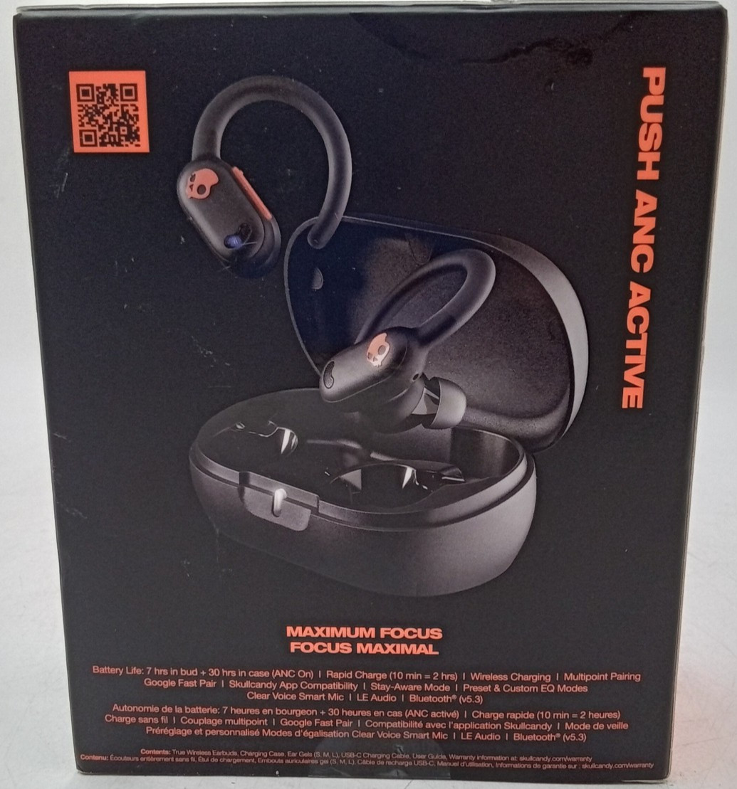 Skullcandy Push ANC Active Wireless Earbuds Black Orange Sealed