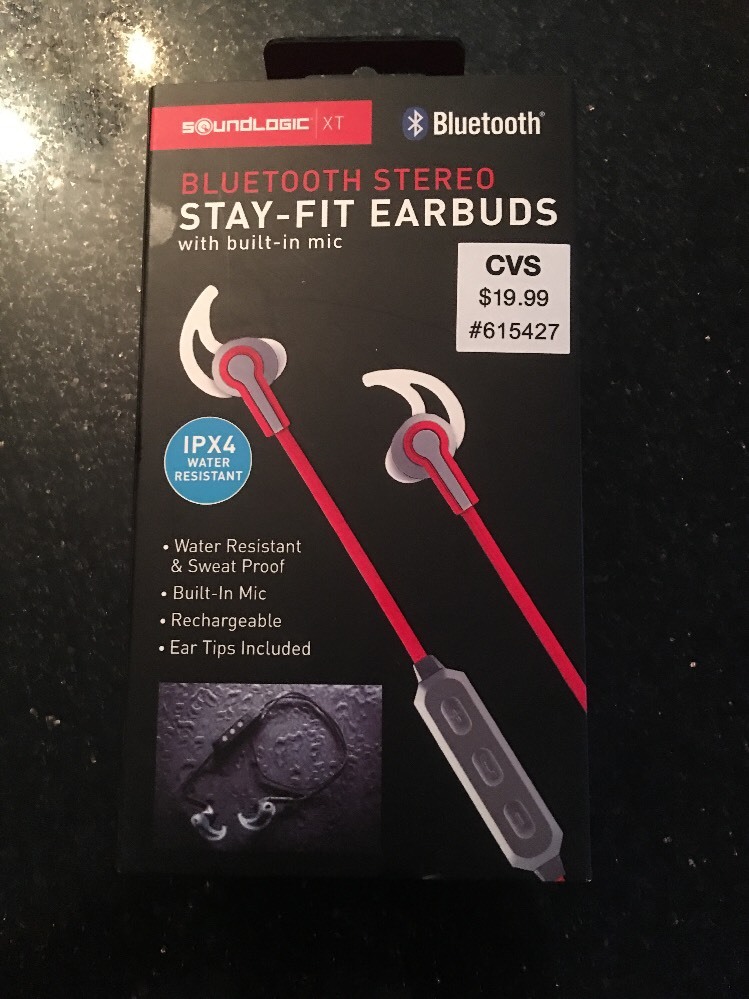 SOUNDLOGIC XT BLUETOOTH STEREO STAY-FIT EARBUDS WITH MIC GRAY/RED RC 2550 New