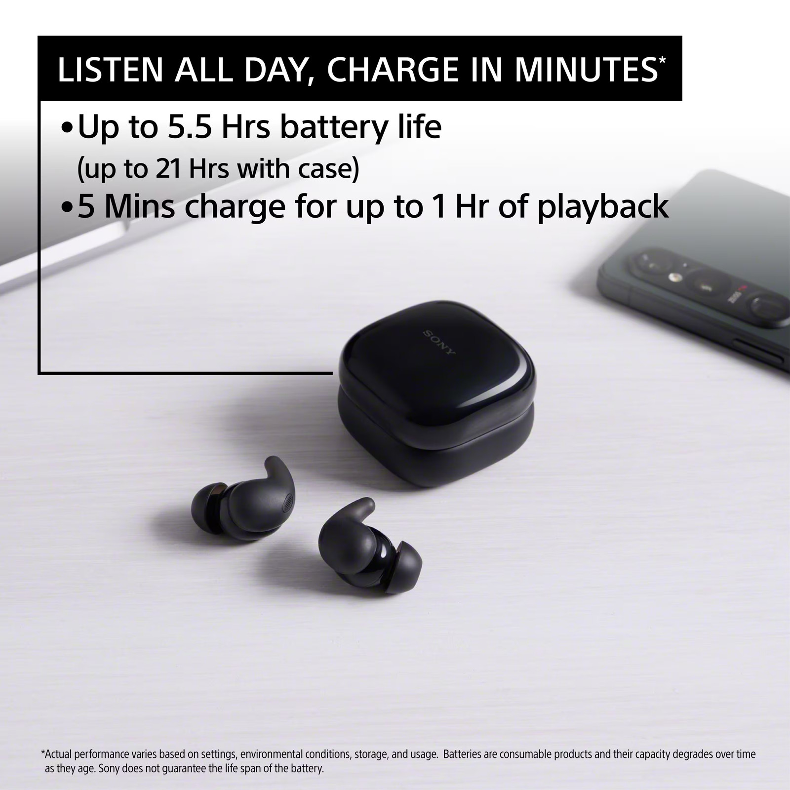 Sony – LinkBuds Fit True Wireless Noise Canceling Earbuds – White