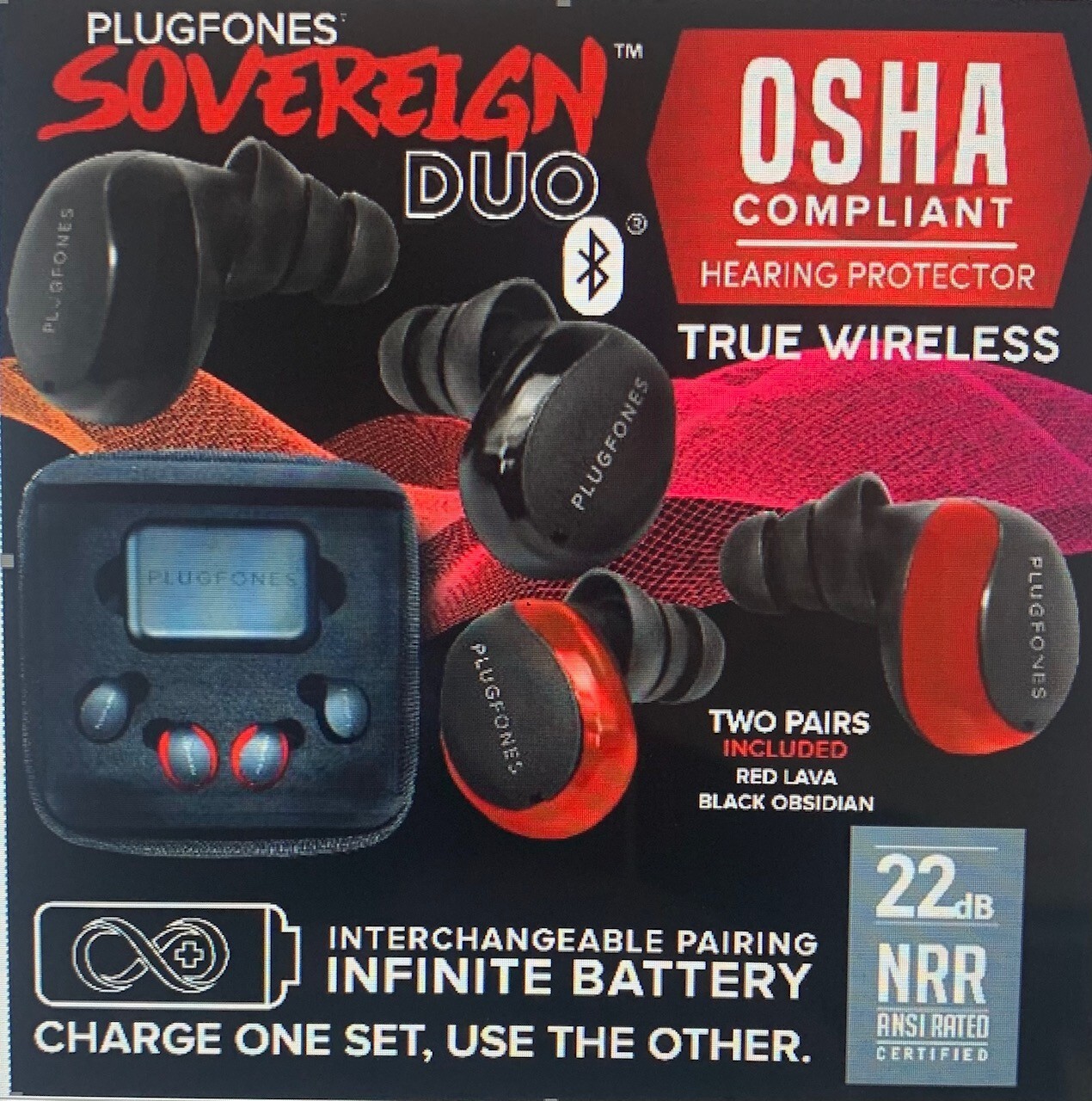 Plugfones Sovereign Duo Bluetooth Passive Sound Canceling Headphones earbuds