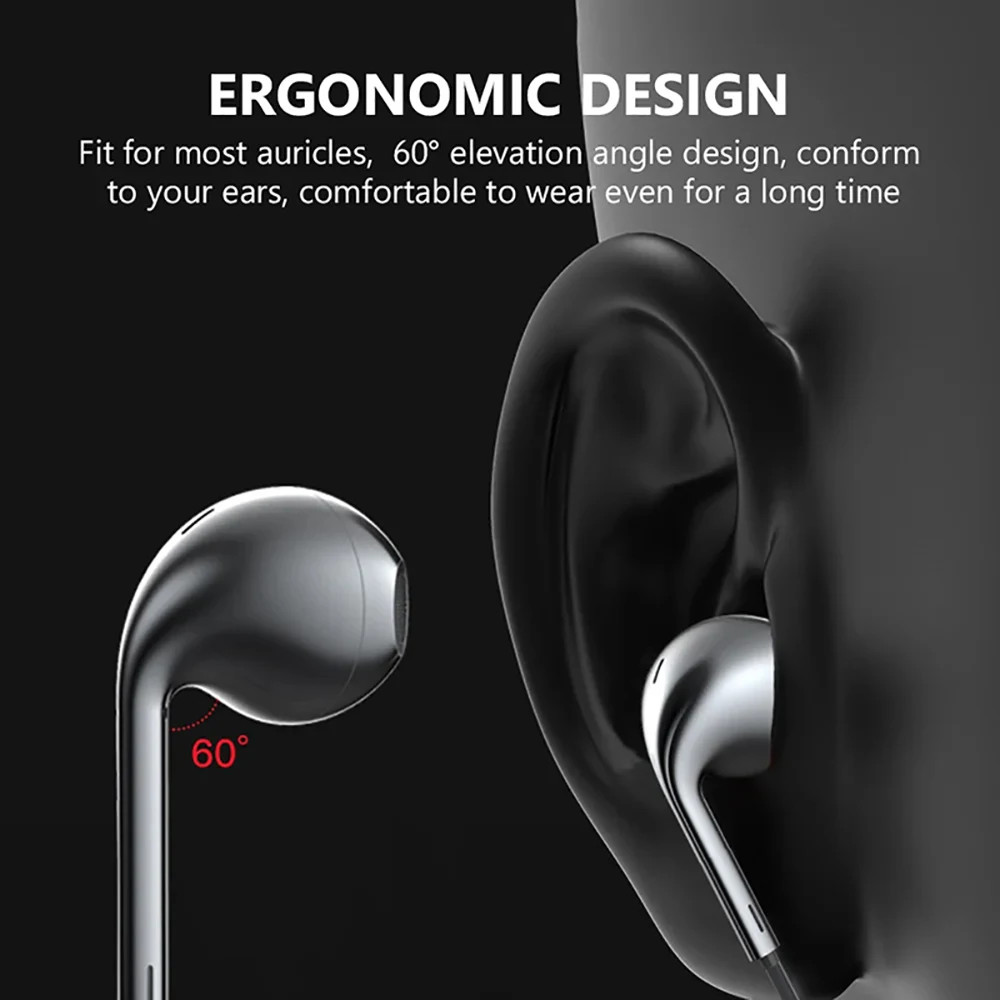 Type C Wired Earphones In-Ear Headset with Microphone 3.5mm Stereo Bass Headphon