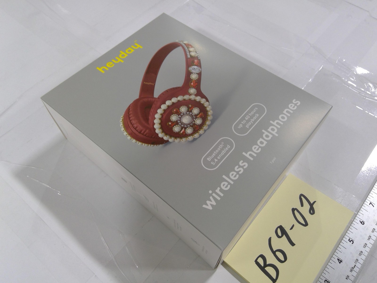 Heyday Wireless Headphones Bluetooth Red Jeweled 40 Hours Playback New Box