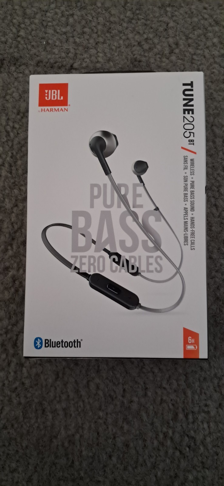 JBL Harman Tune 205 BT Pure Bass Zero Cables Headphones Bluetooth Black