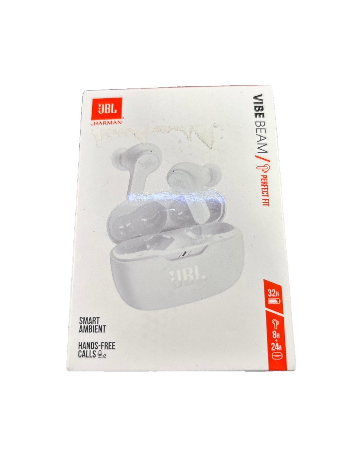JBL Vibe Beam True Wireless In-Ear Headphones – White (JBLVBEAMWHTAM)