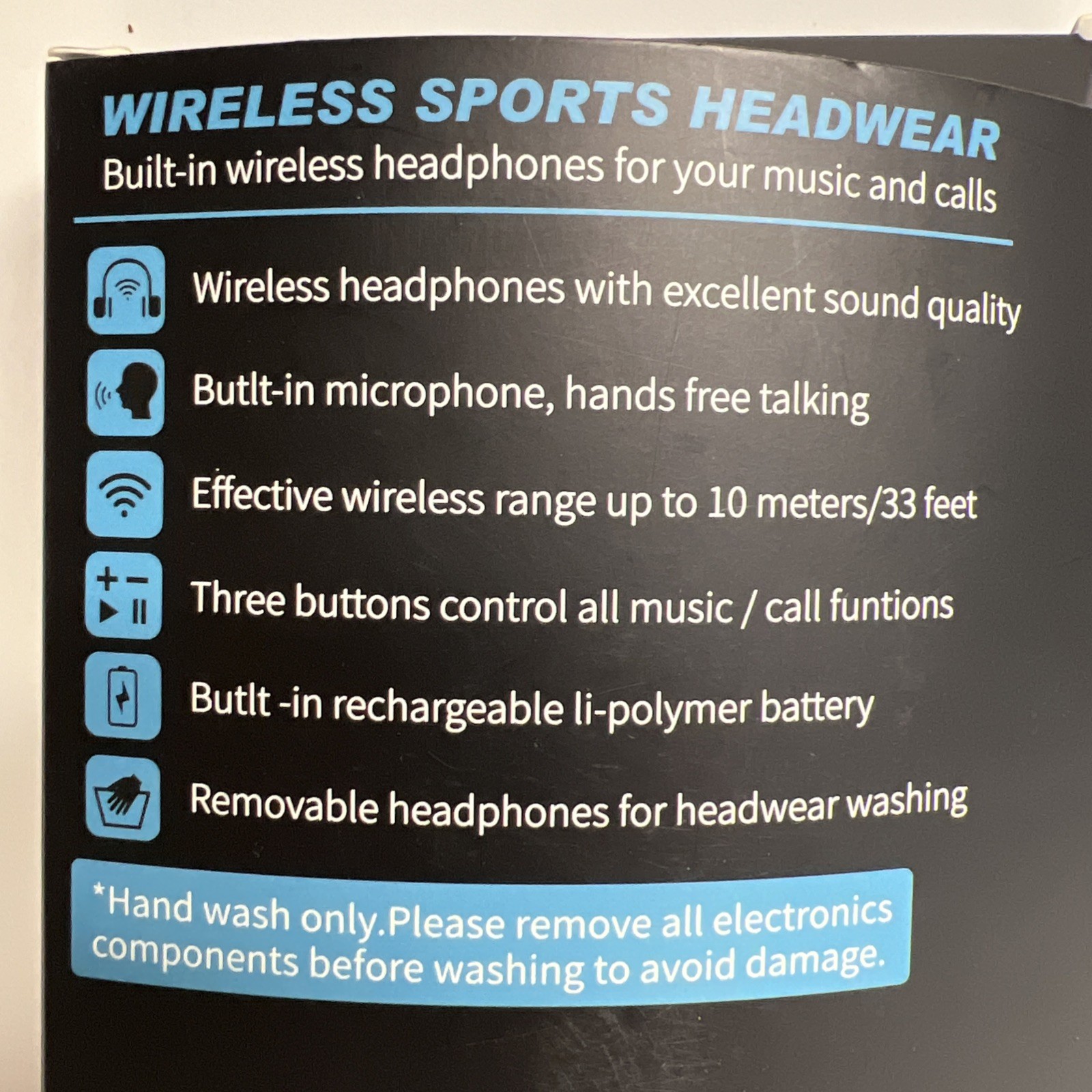 Musicozy Wireless Headphones Sports Headwear Black And White