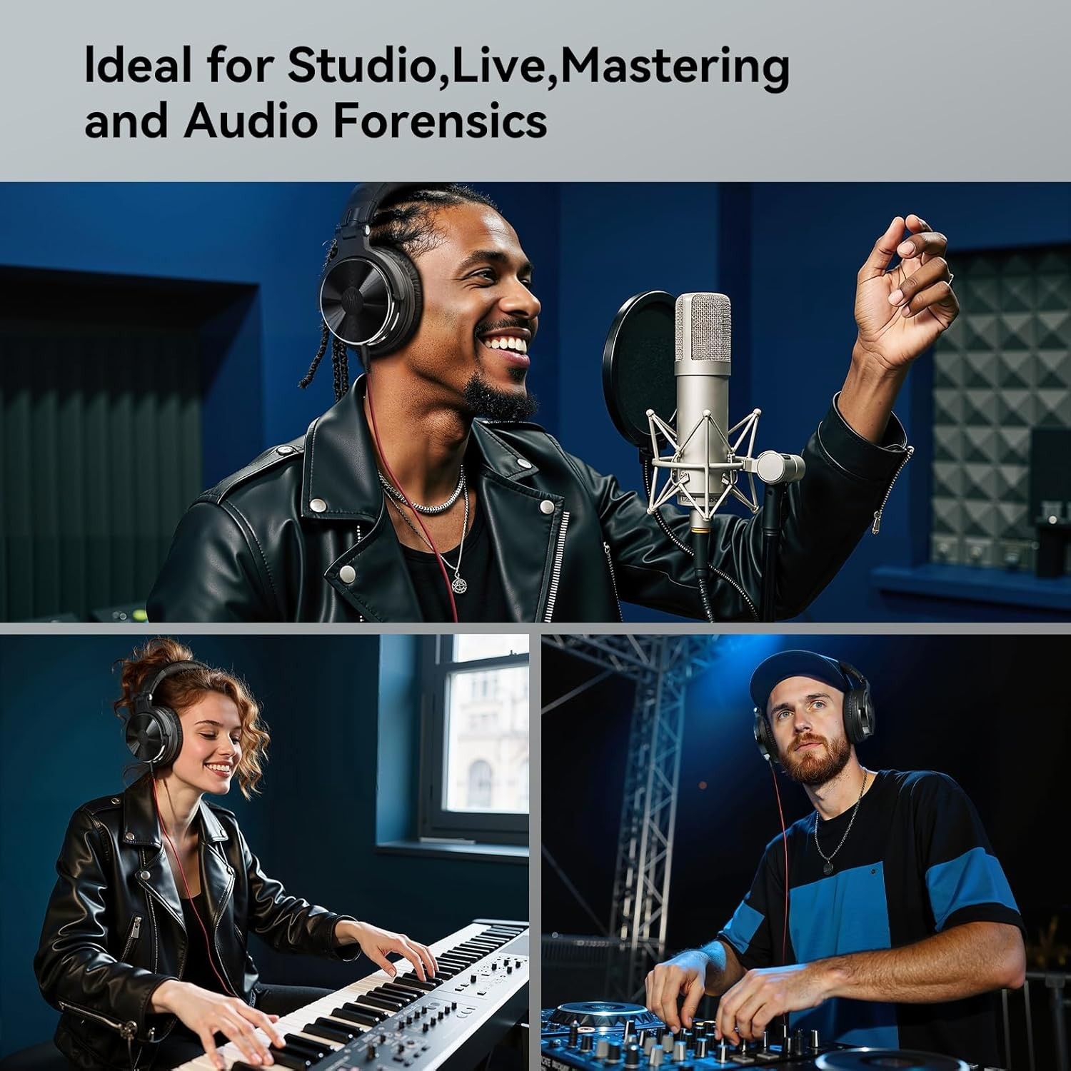 “Audifonos Profesionales Auriculares Para DJ Headphone Professional Cielo Azul U
