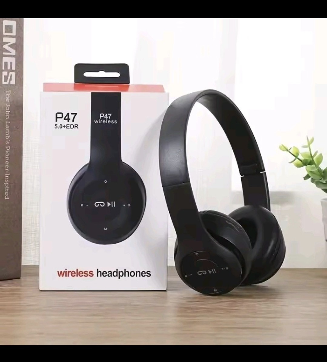 1 Black Wireless Bluetooth Music Compact Folding Sound Headphones (Foreign Shipping)