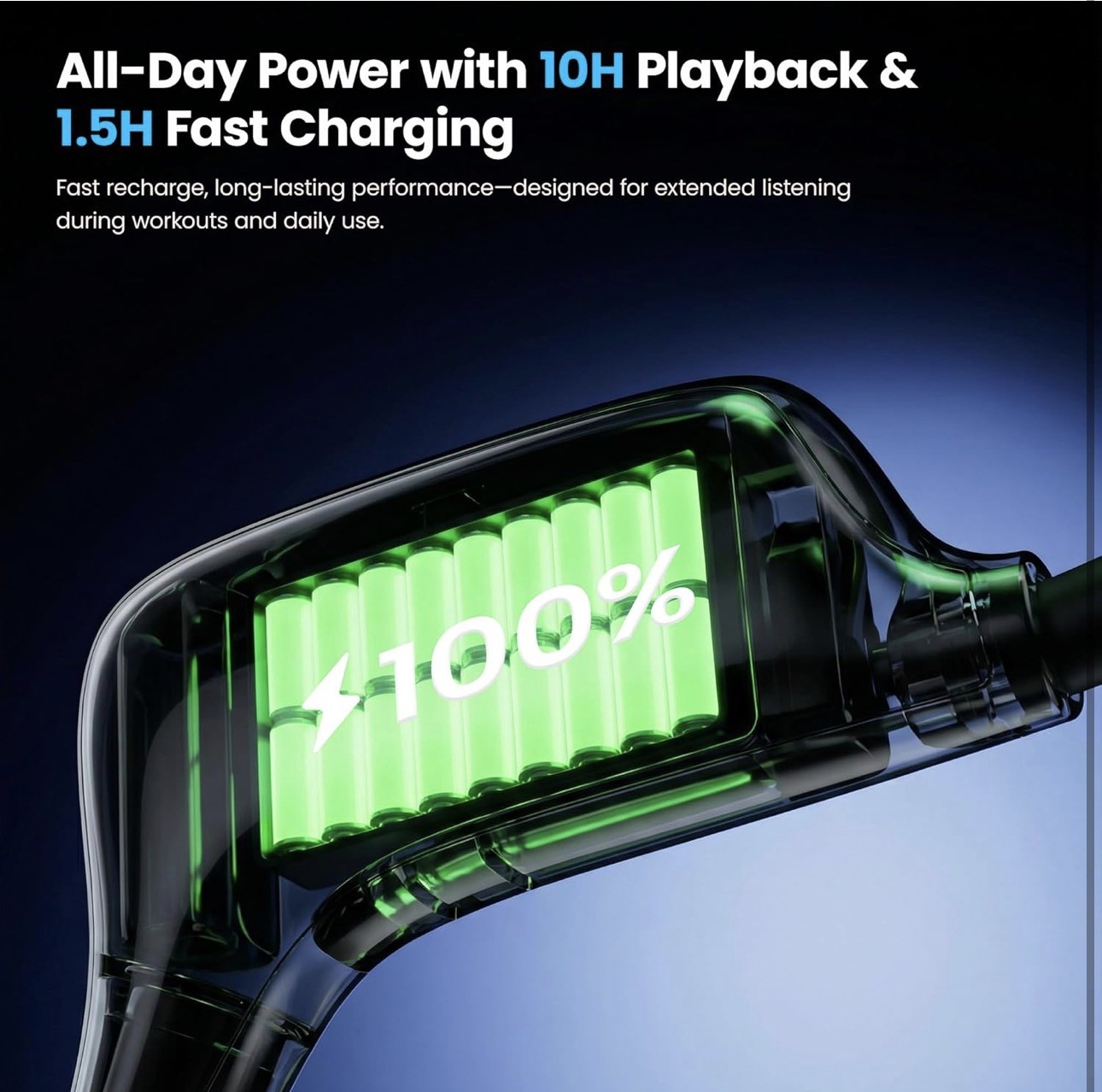 Bone Conduction Bluetooth Headphones, IPX5 Waterproof, 12H Playtime, with Mic