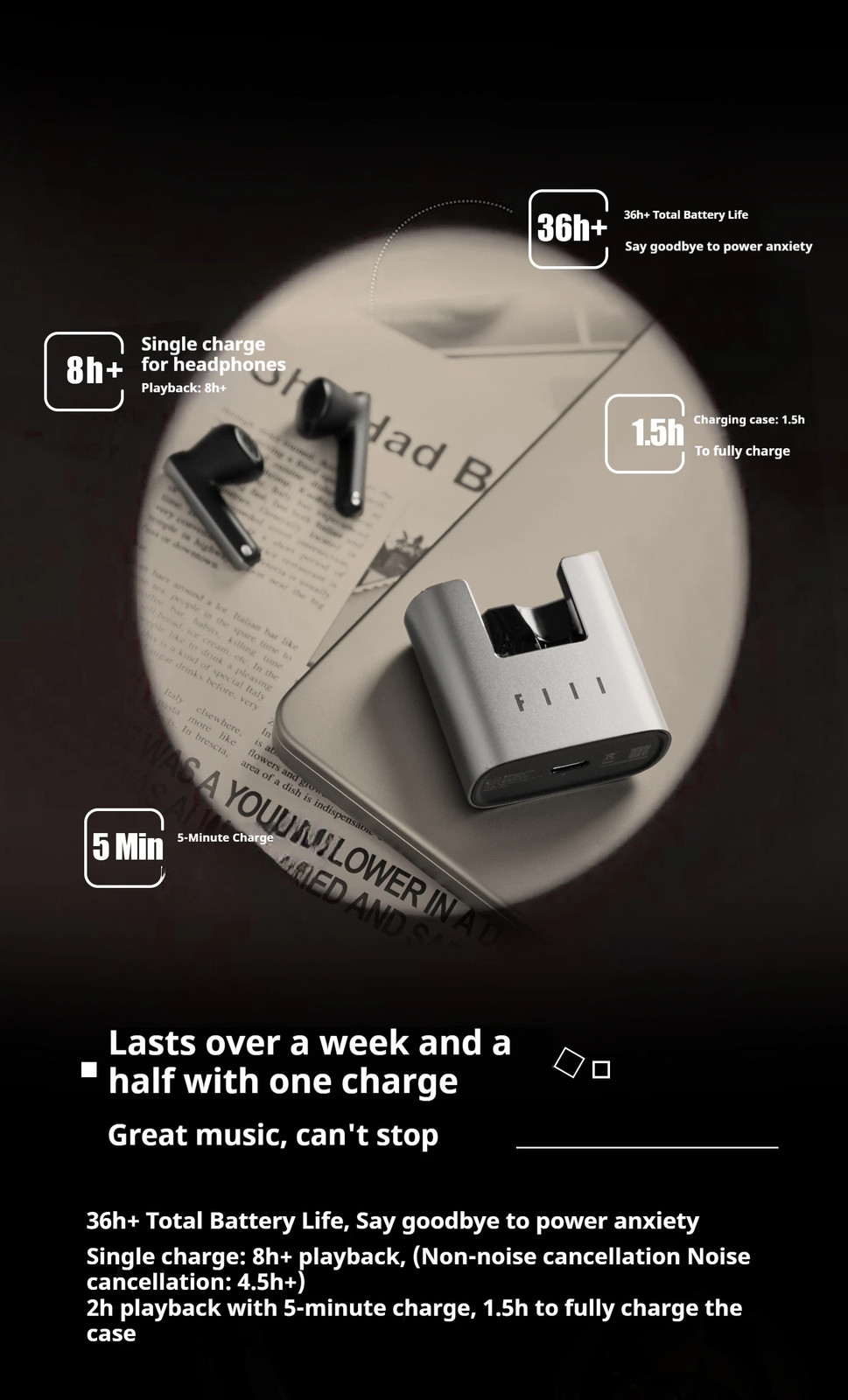 Wireless Earphones Bluetooth Noise Canceling TWS In-Ear Headphones with Charging