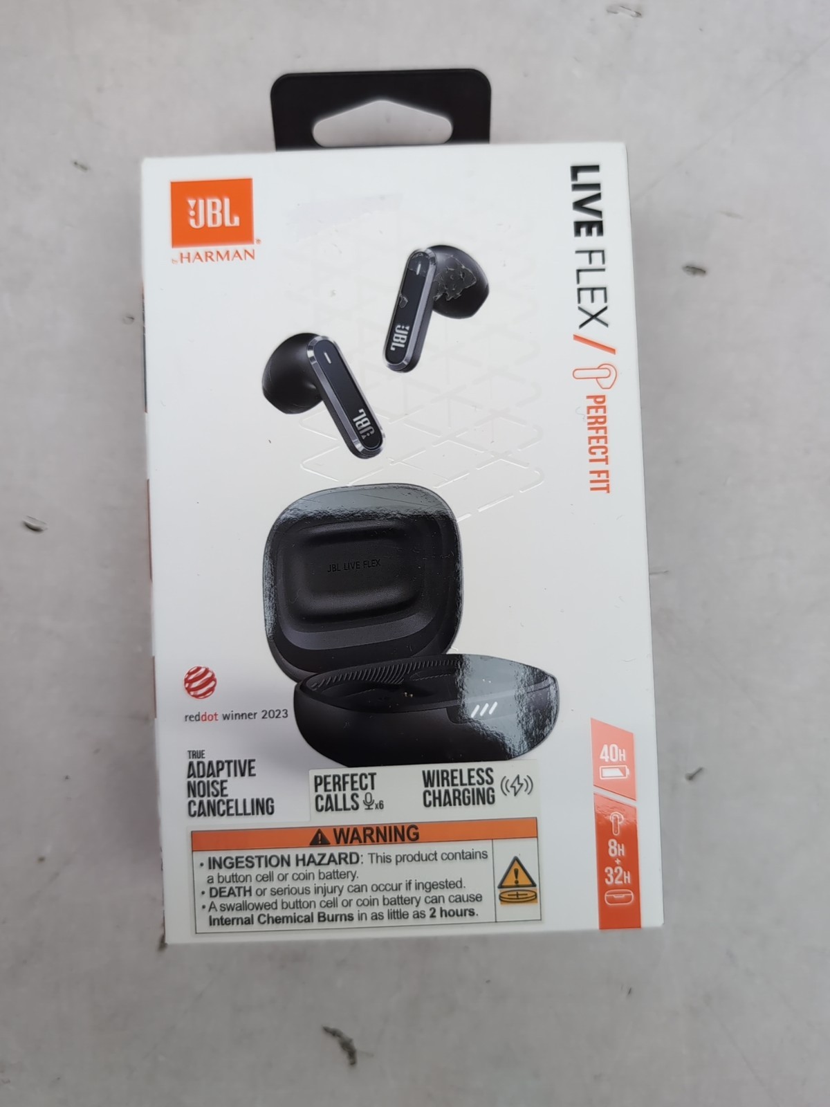 JBL Earbuds Headphones Live Flex Perfect Fit Ear Buds Black New SEALED A12
