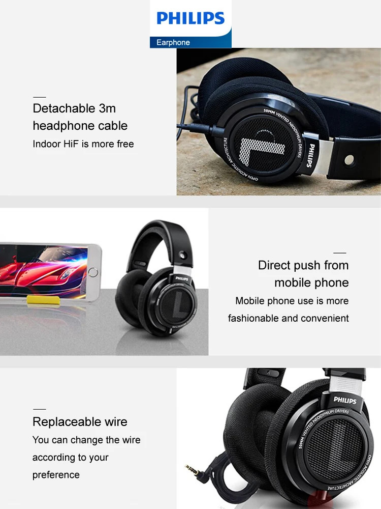 Philips SHP9500 Headphone HiFi Stereo Wired Earphone Computer Online Learning